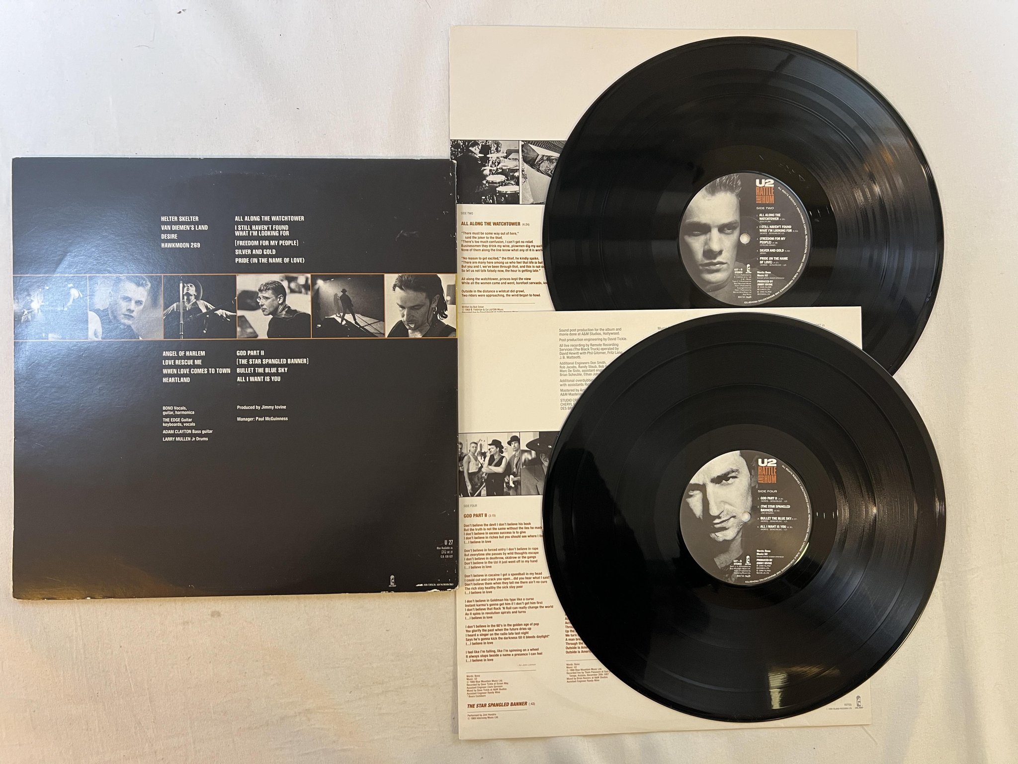 Omslagsbild för skivan U2 rattle and hum 2xLP -88 ncb ISLAND U27