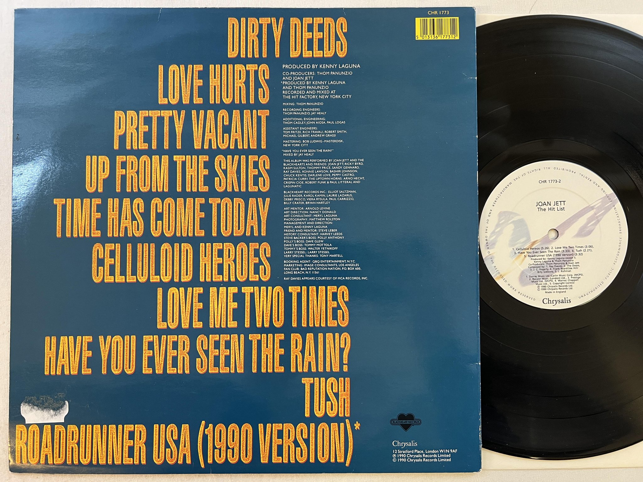 Omslagsbild för skivan JOAN JETT the hit list LP -90 UK CHRYSALIS CHR 1773-2