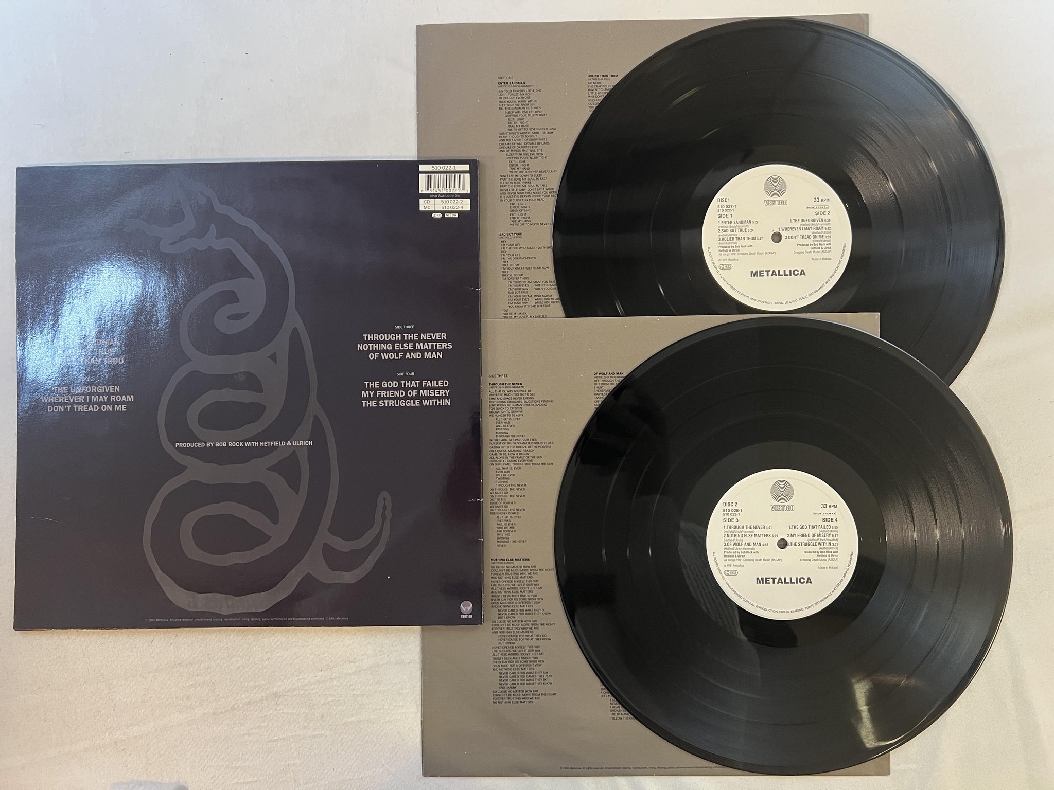 Omslagsbild för skivan METALLICA s/t 2xLP -91 VERTIGO 510 022-1 ** RARE **