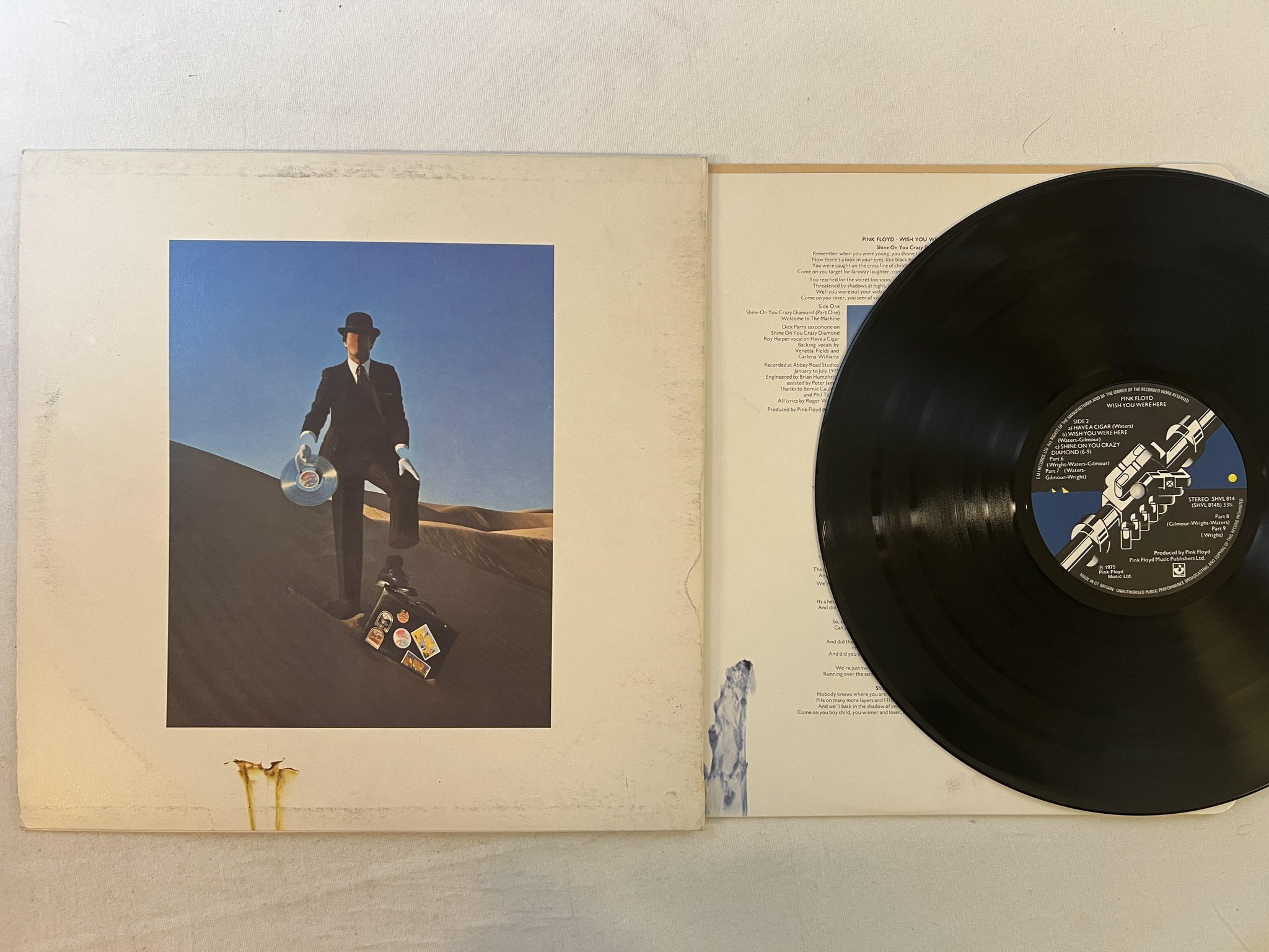 Omslagsbild för skivan PINK FLOYD wish you were here LP -75 UK HARVEST SHVL 814