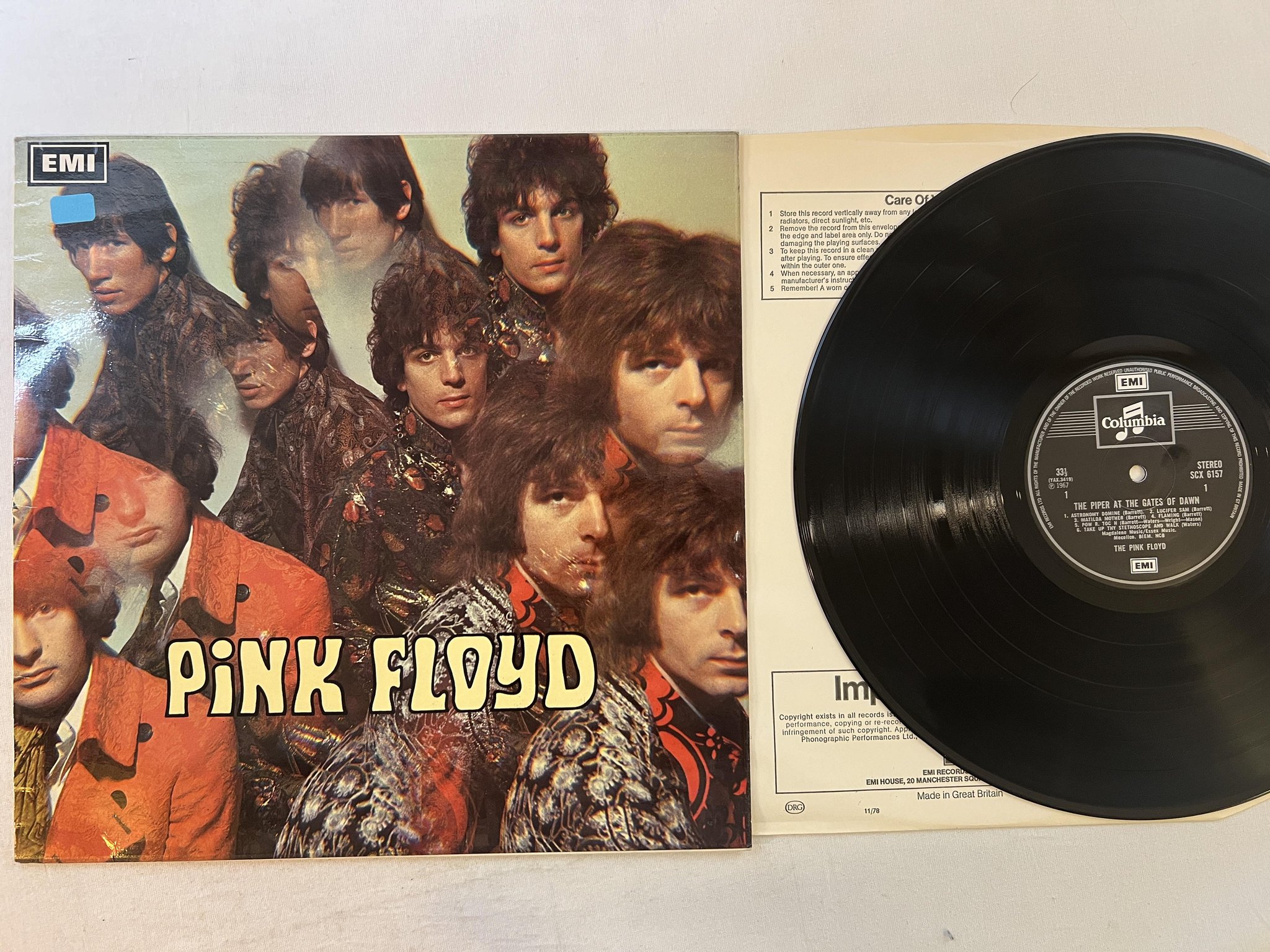 Omslagsbild för skivan PINK FLOYD the piper at the gates of dawn LP re UK EMI/COLUMBIA SCX 6157