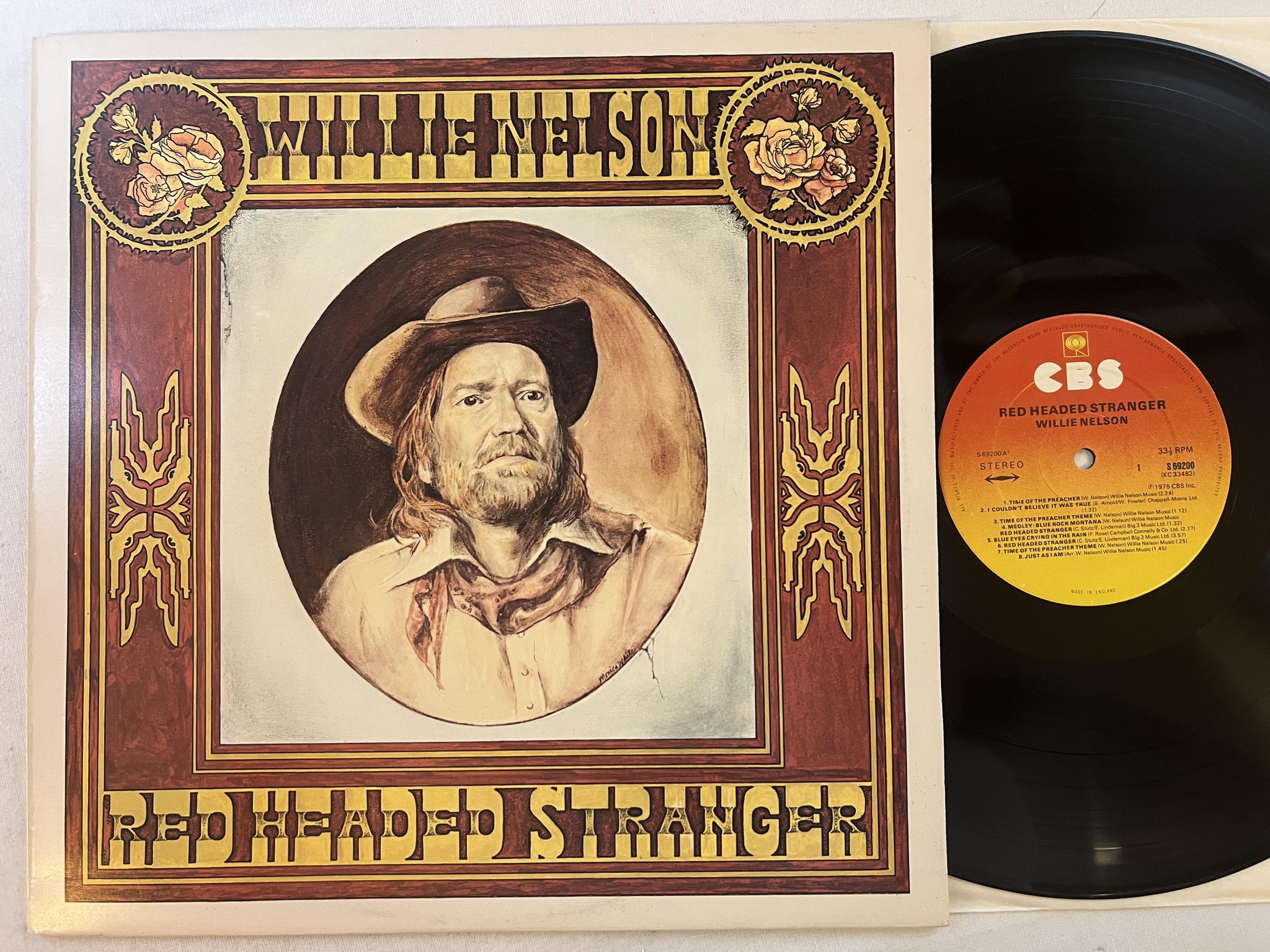 Omslagsbild för skivan WILLIE NELSON red headed stranger LP -75 UK CBS S 69200