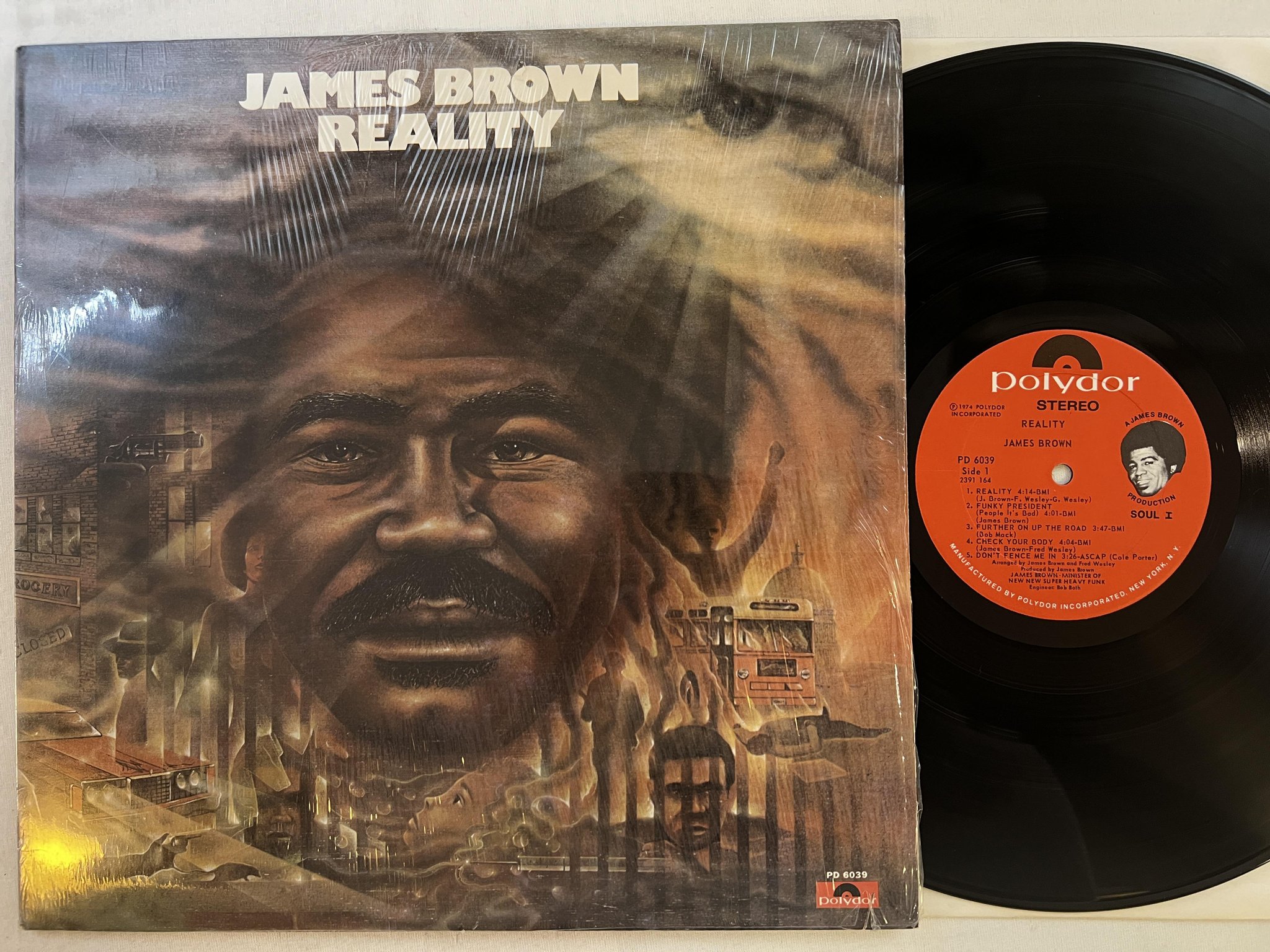 Omslagsbild för skivan JAMES BROWN reality LP -74 US POLYDOR PD 6039