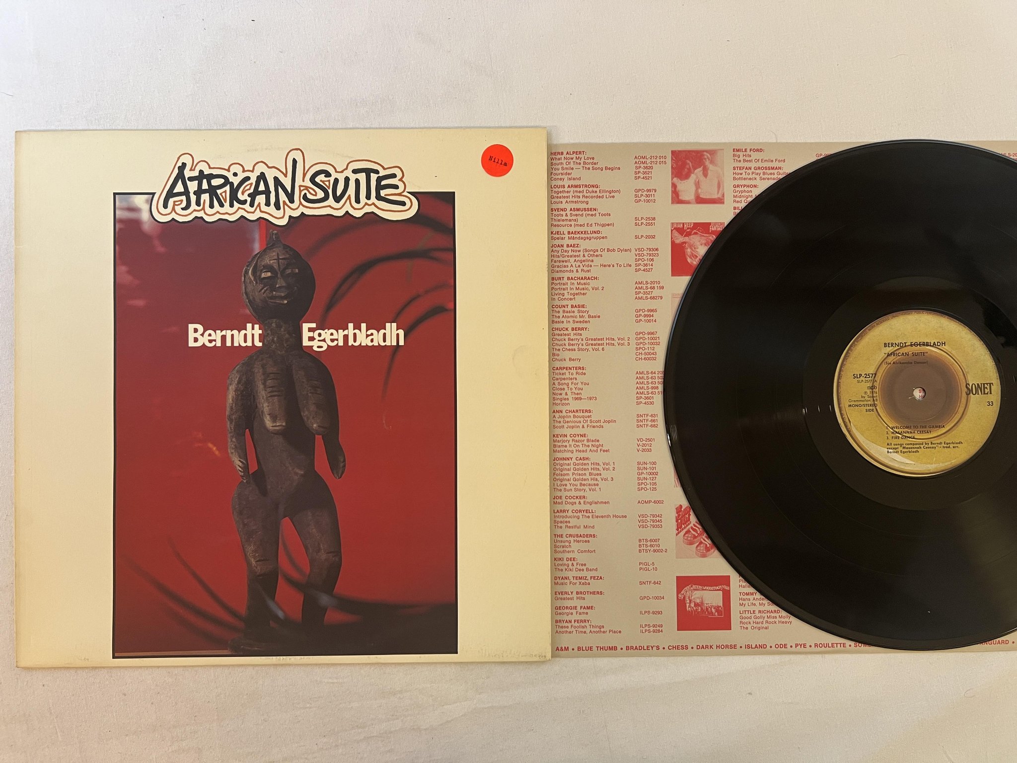 Omslagsbild för skivan BERNDT EGERBLADH african suite LP -74 SONET SLP 2577