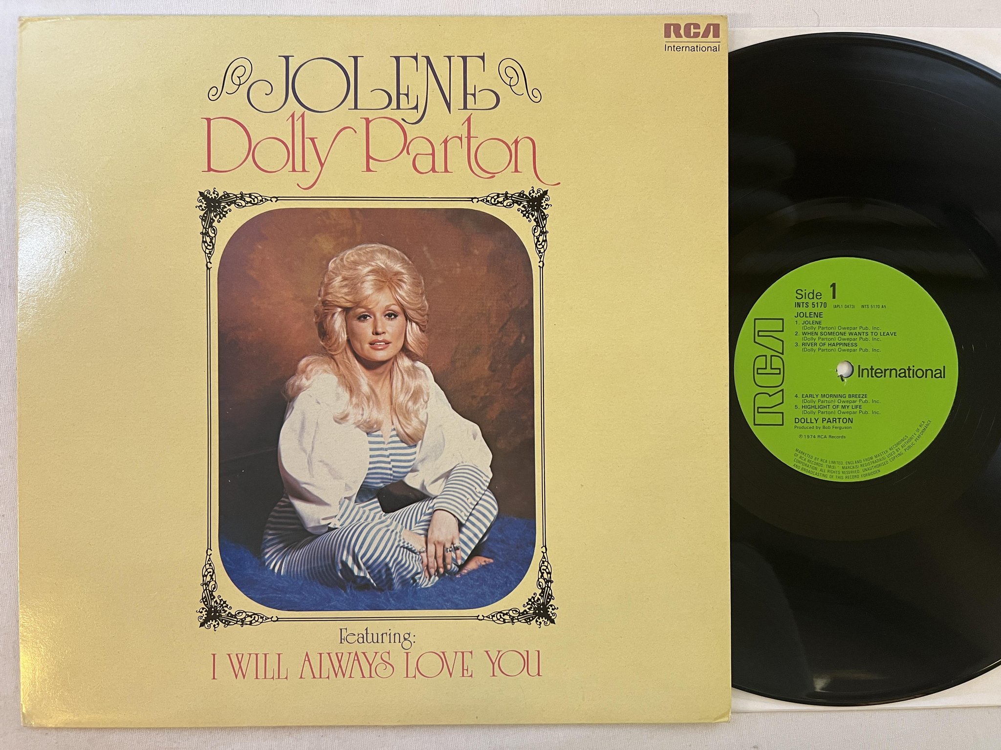 Omslagsbild för skivan DOLLY PARTON jolene LP -74 UK RCA INTERNATIONAL INTS 5170