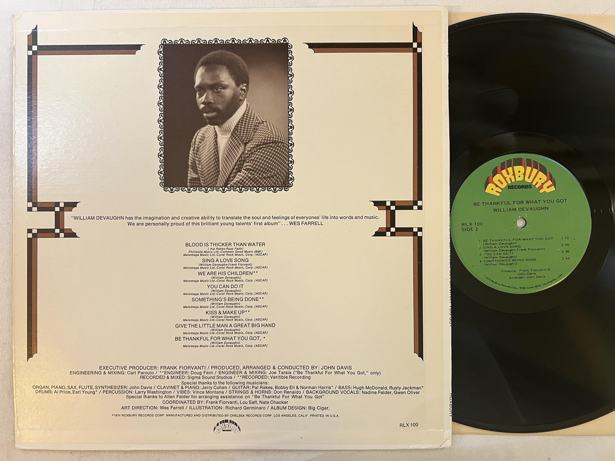 Omslagsbild för skivan WILLIAM DeVAUGHN be thankful for what you got LP -74 US ROXBURY RLX 100