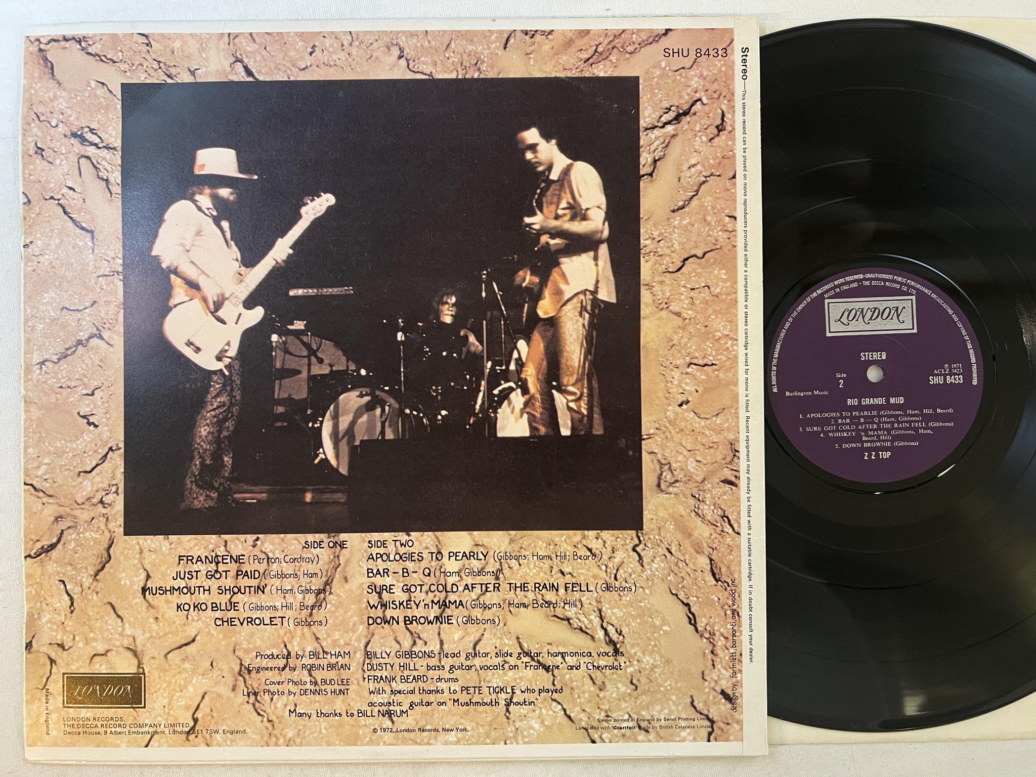 Omslagsbild för skivan ZZ TOP Rio Grande mud LP -71 UK LONDON SHU 8433