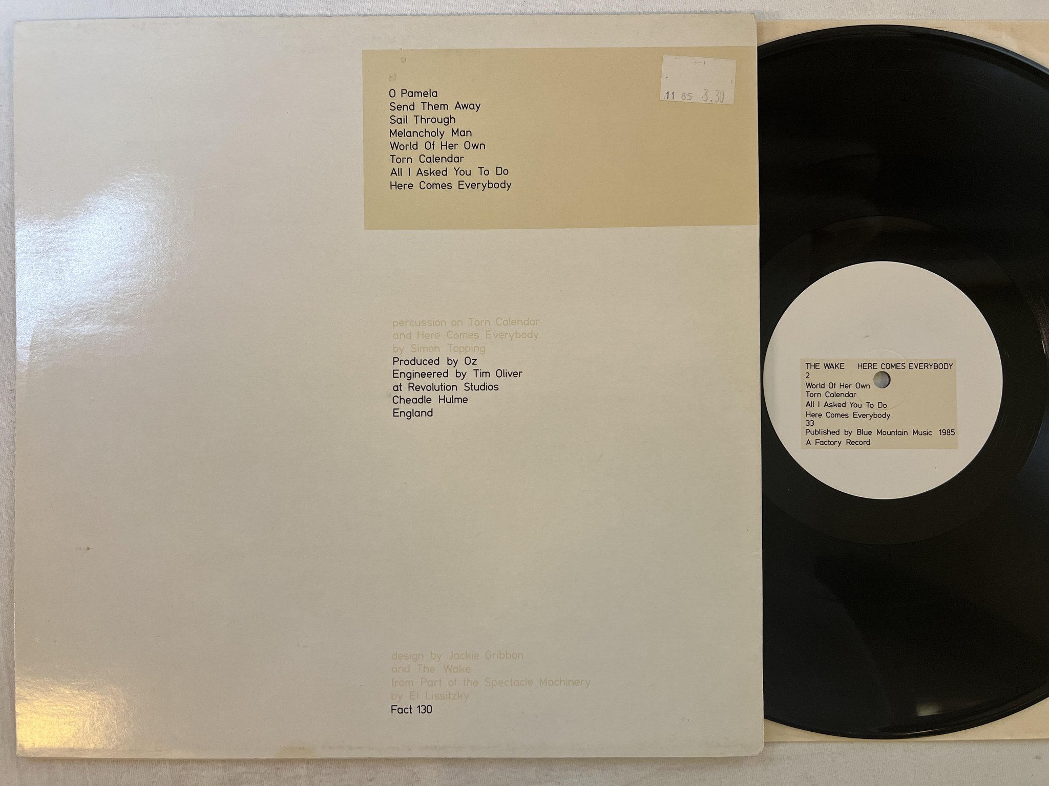 Omslagsbild för skivan THE WAKE Here Comes Everybody LP -85 UK FACTORY Fact 130 ** rare new wave **