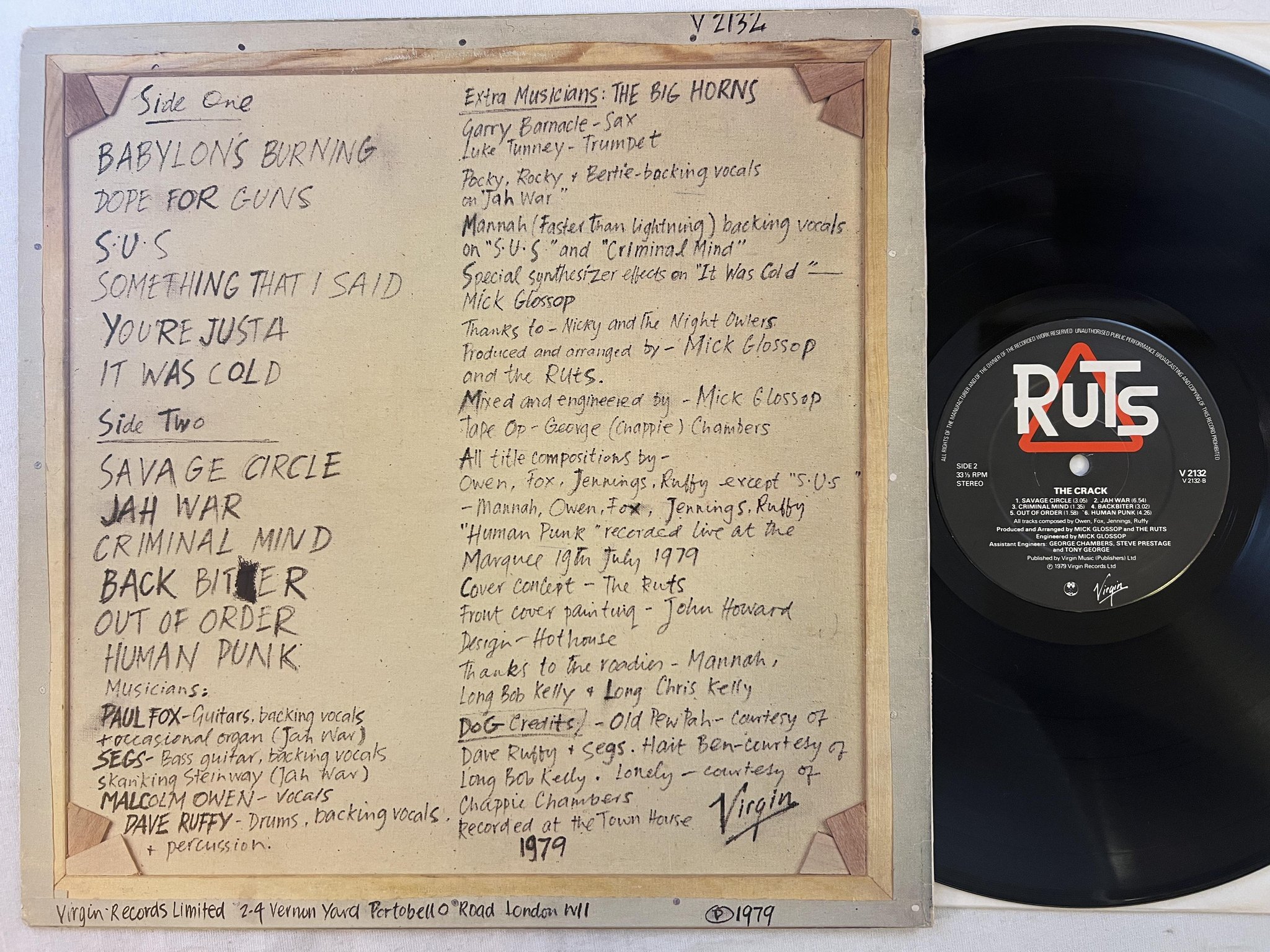 Omslagsbild för skivan RUTS the crack LP -79 UK VIRGIN V2132