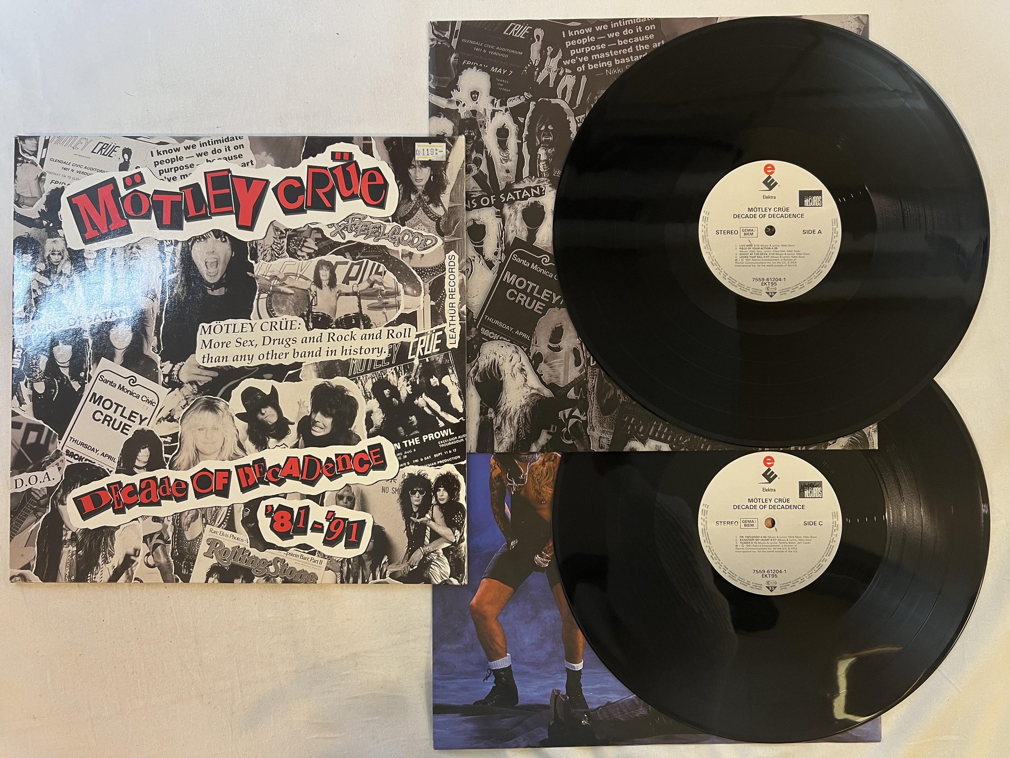 Omslagsbild för skivan MÖTLEY CRÜE Decade Of Decadence '81-'91 2xLP -91 EU ELEKTRA EKT 95