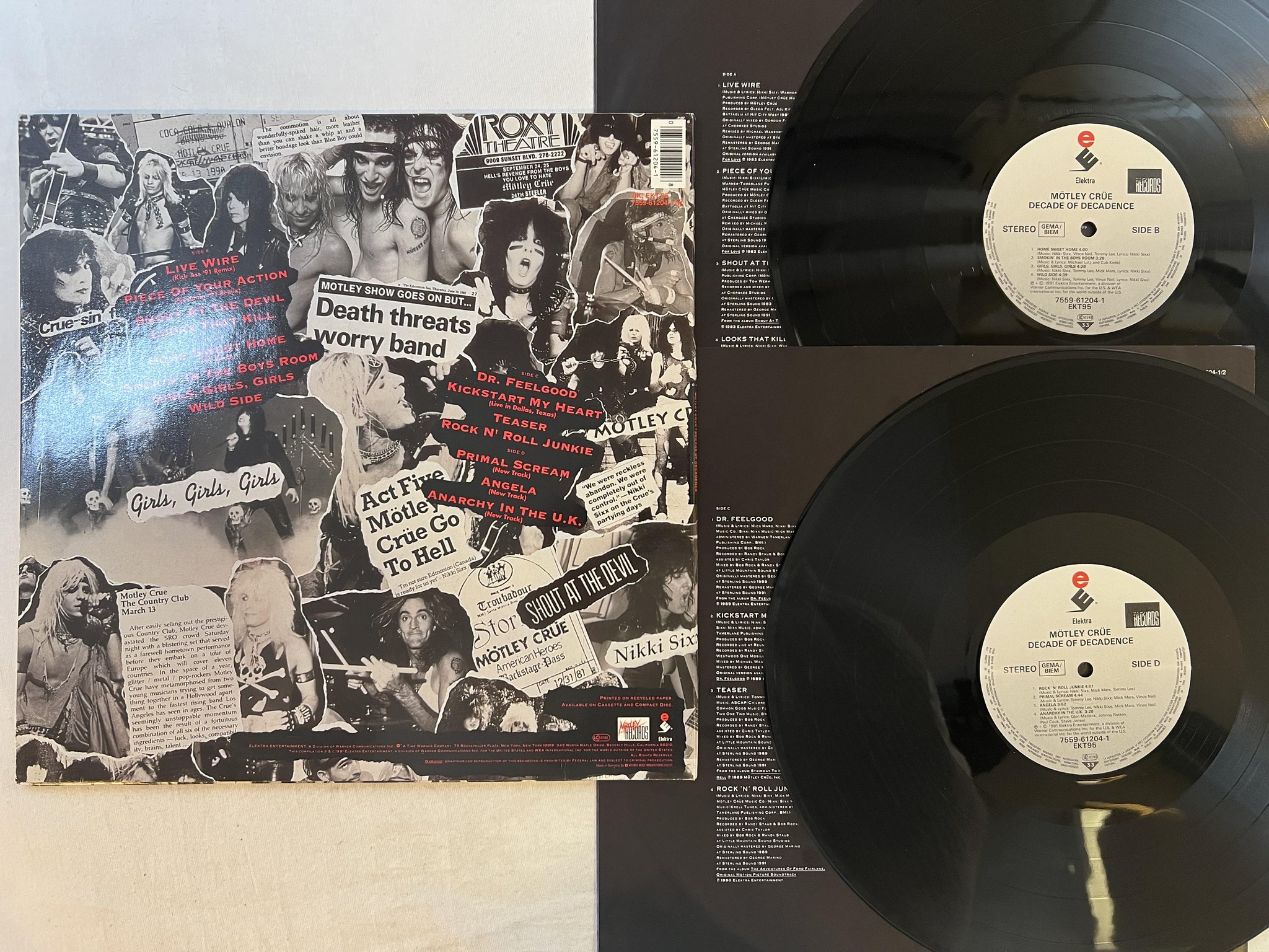 Omslagsbild för skivan MÖTLEY CRÜE Decade Of Decadence '81-'91 2xLP -91 EU ELEKTRA EKT 95