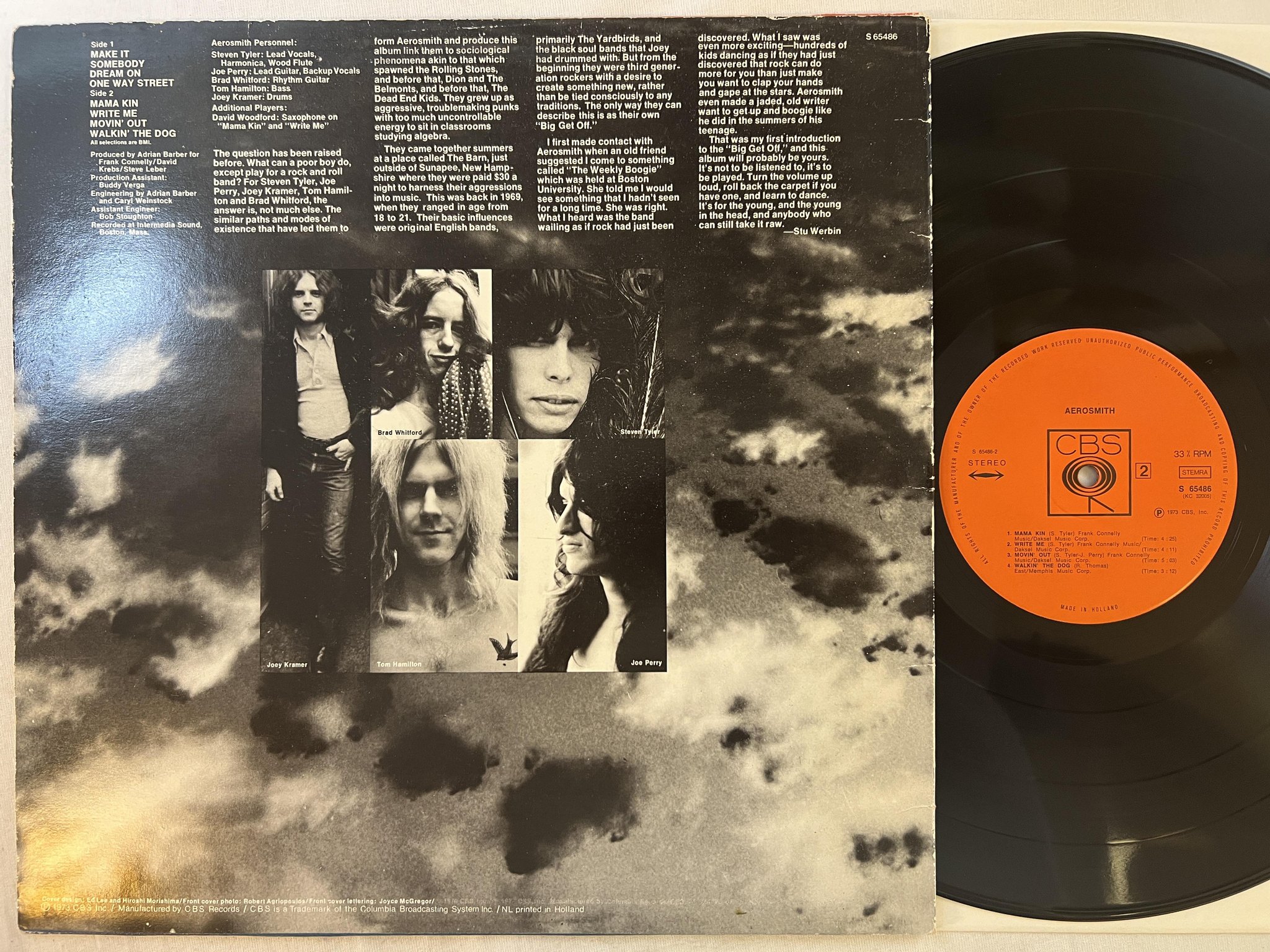 Omslagsbild för skivan AEROSMITH s/t LP -73 Hol CBS S 65486