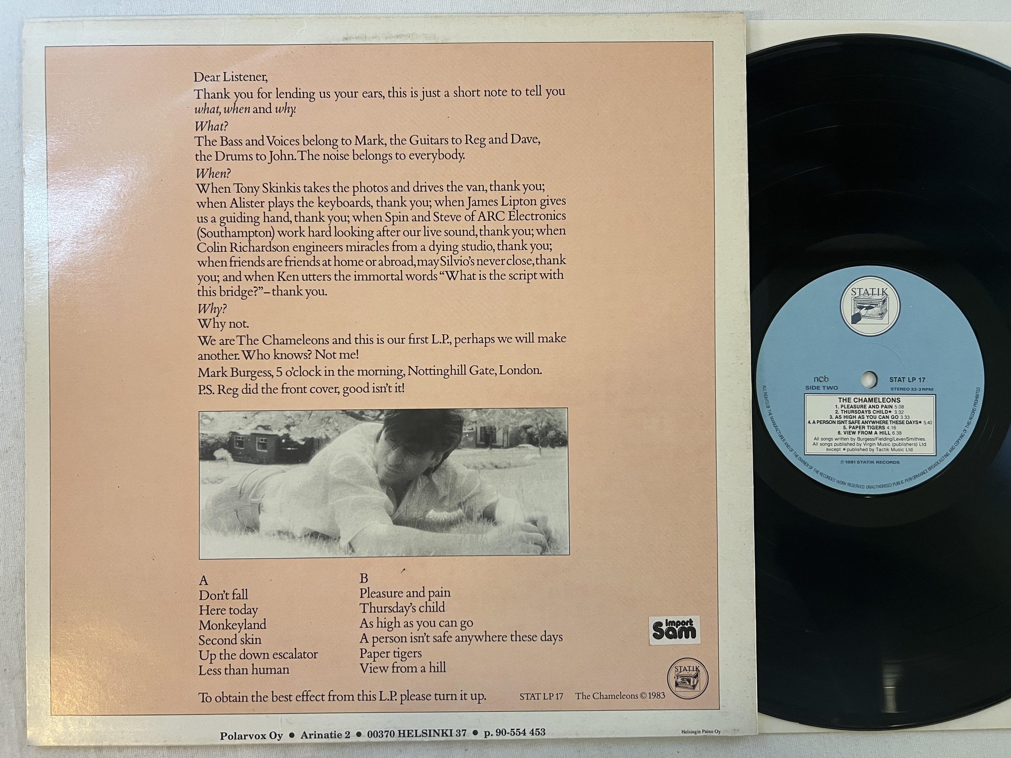 Omslagsbild för skivan THE CHAMELEONS script of the bridge LP -81 ncb STATIK STAT LP 17