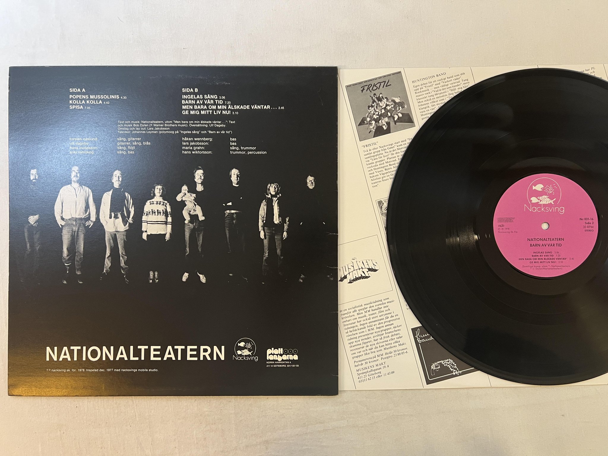 Omslagsbild för skivan NATIONALTEATERN barn av vår tid LP -78 ncb NACKSVING Nr 031-16