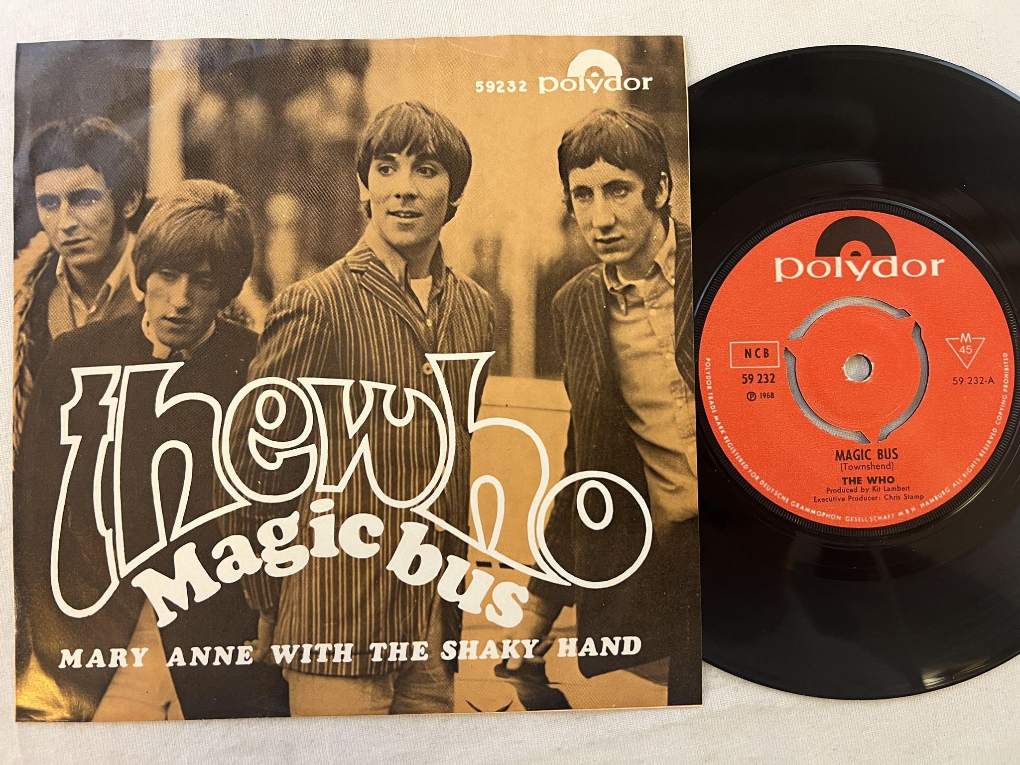 Omslagsbild för skivan THE WHO magic bus 7"single -68 Norway POLYDOR 59232 ** MEGA RARE **