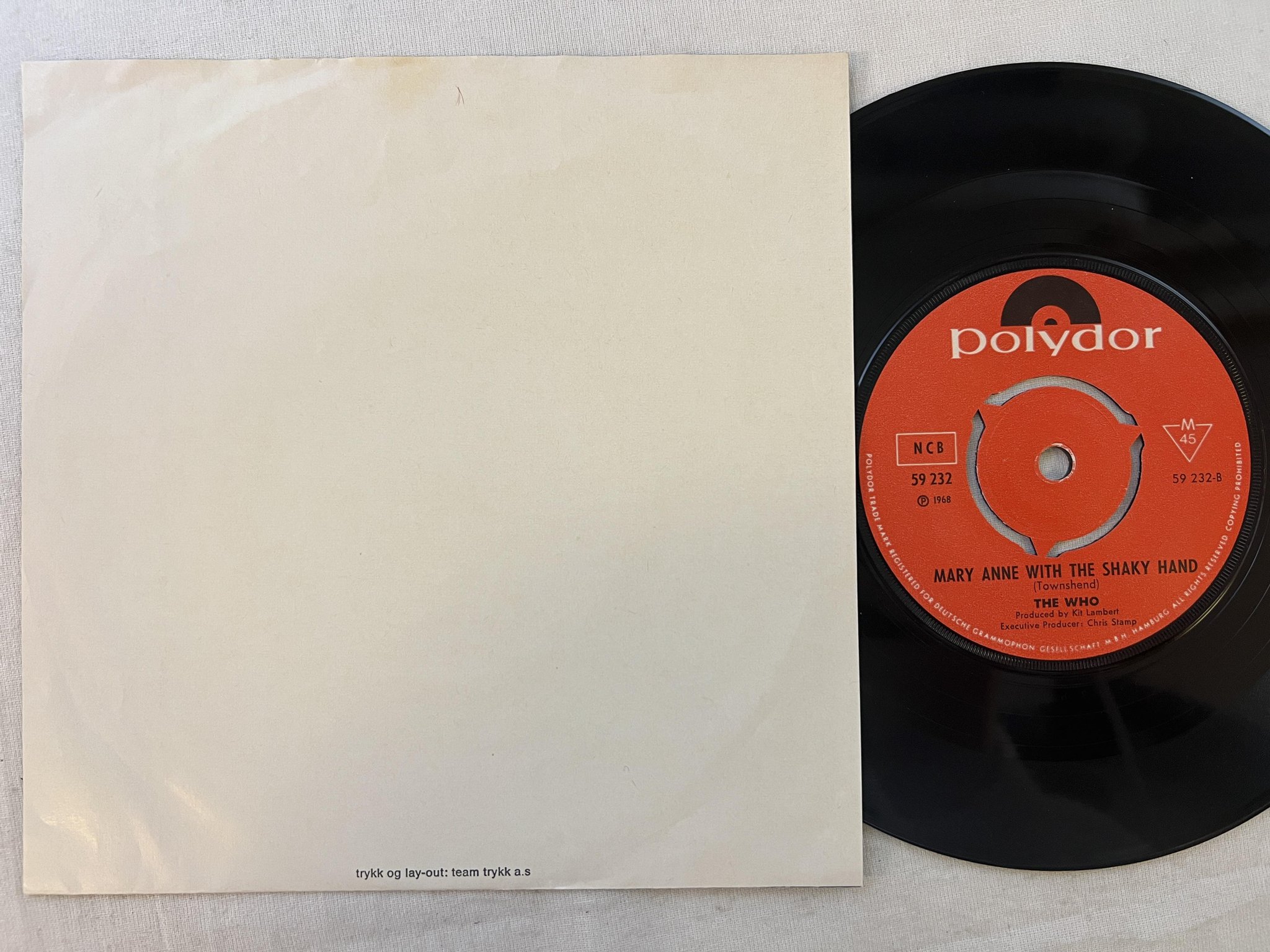 Omslagsbild för skivan THE WHO magic bus 7"single -68 Norway POLYDOR 59232 ** MEGA RARE **