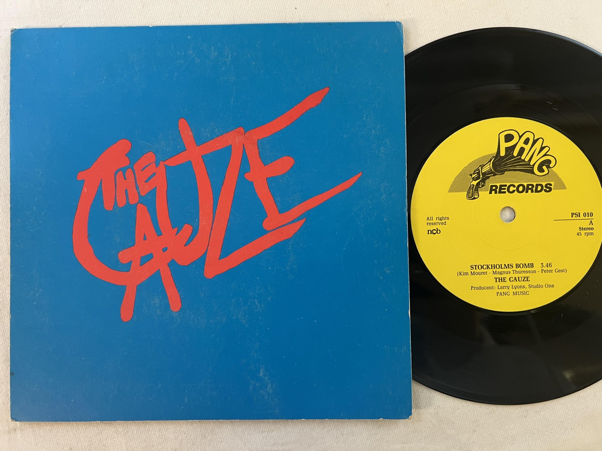 Omslagsbild för skivan THE CAUZE stockholms bomb 7"single Swe PANG PSI 010 ** RARE MOD **