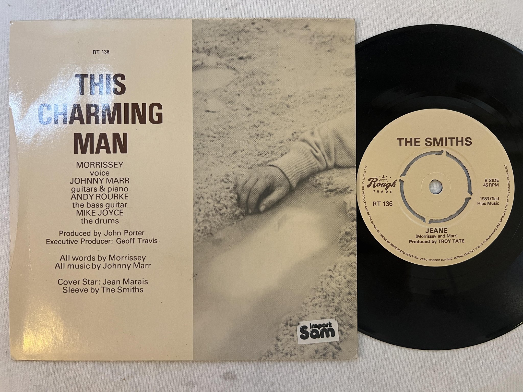 Omslagsbild för skivan THE SMITHS this charming man 7"single -83 UK ROUGH TRADE RT 136