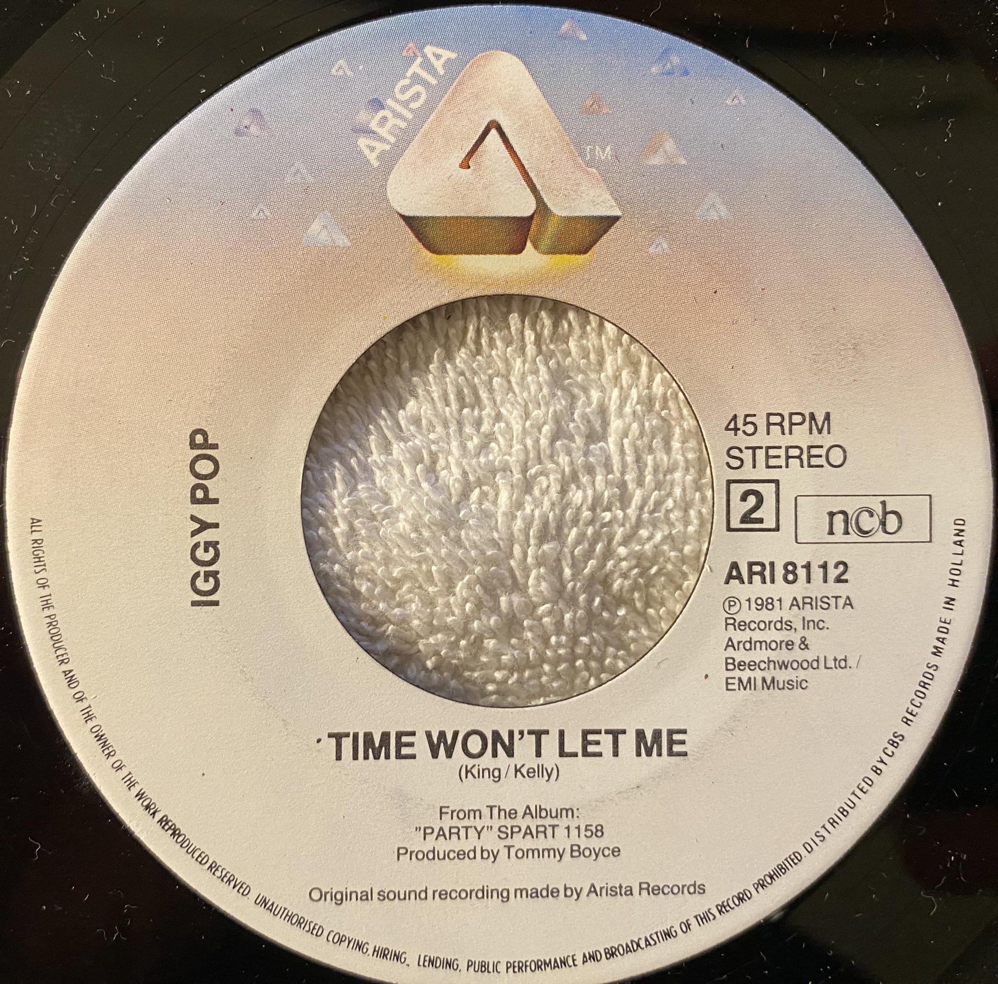 Omslagsbild för skivan IGGY POP pumpin' for Jill 7"single -81 ncb ARISTA ARI 8112