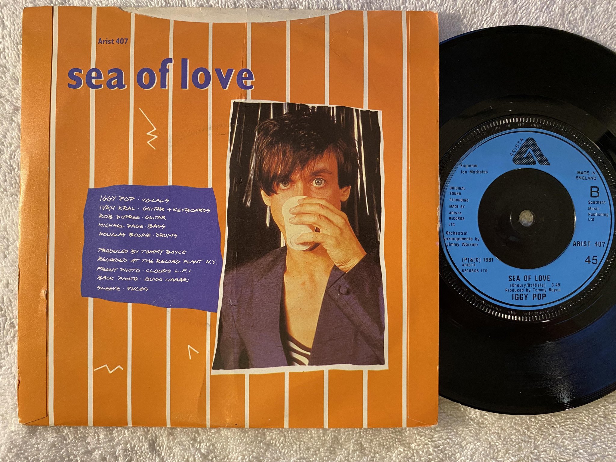 Omslagsbild för skivan IGGY POP bang-bang 7"single -81 UK ARISTA 407