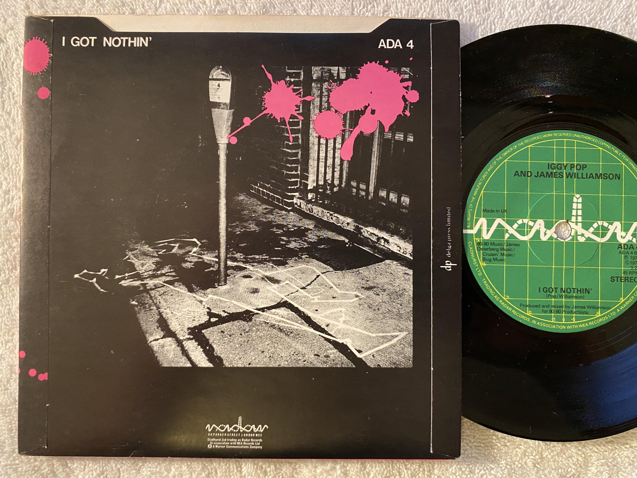 Omslagsbild för skivan IGGY POP & james williamson - kill city 7"single -78 RADAR ADA4