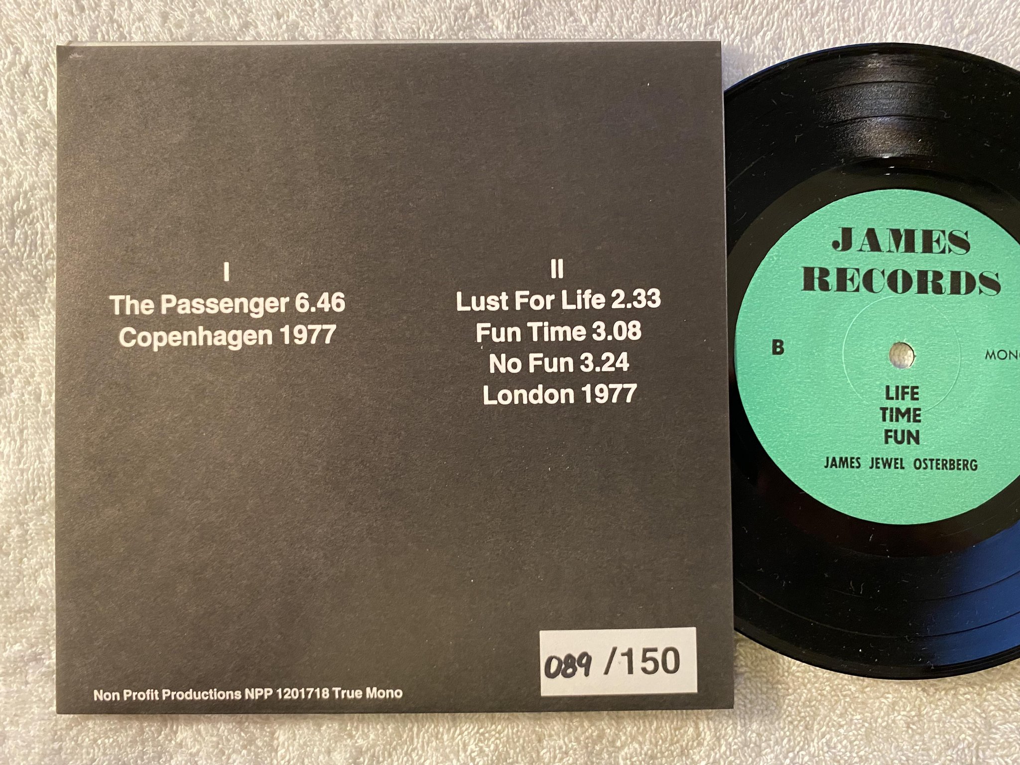 Omslagsbild för skivan IGGY POP limited & numbered ed 7" JAMES RECORDS #089/150
