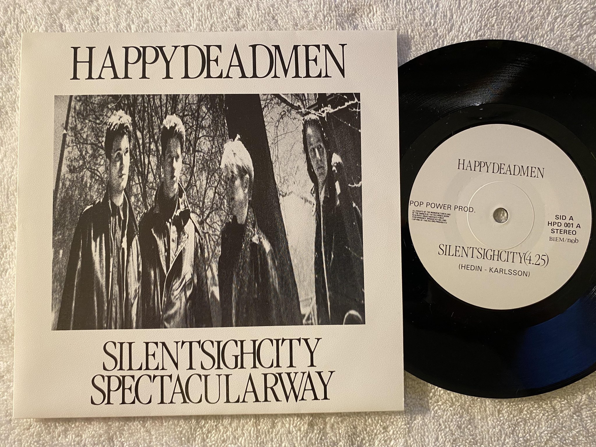 Omslagsbild för skivan HAPPYDEADMEN Silent Sigh City 7"single -88 POP POWER HPD 001 ** RARE INDIE **