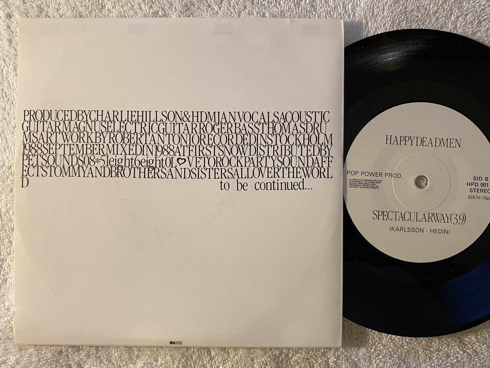 Omslagsbild för skivan HAPPYDEADMEN Silent Sigh City 7"single -88 POP POWER HPD 001 ** RARE INDIE **