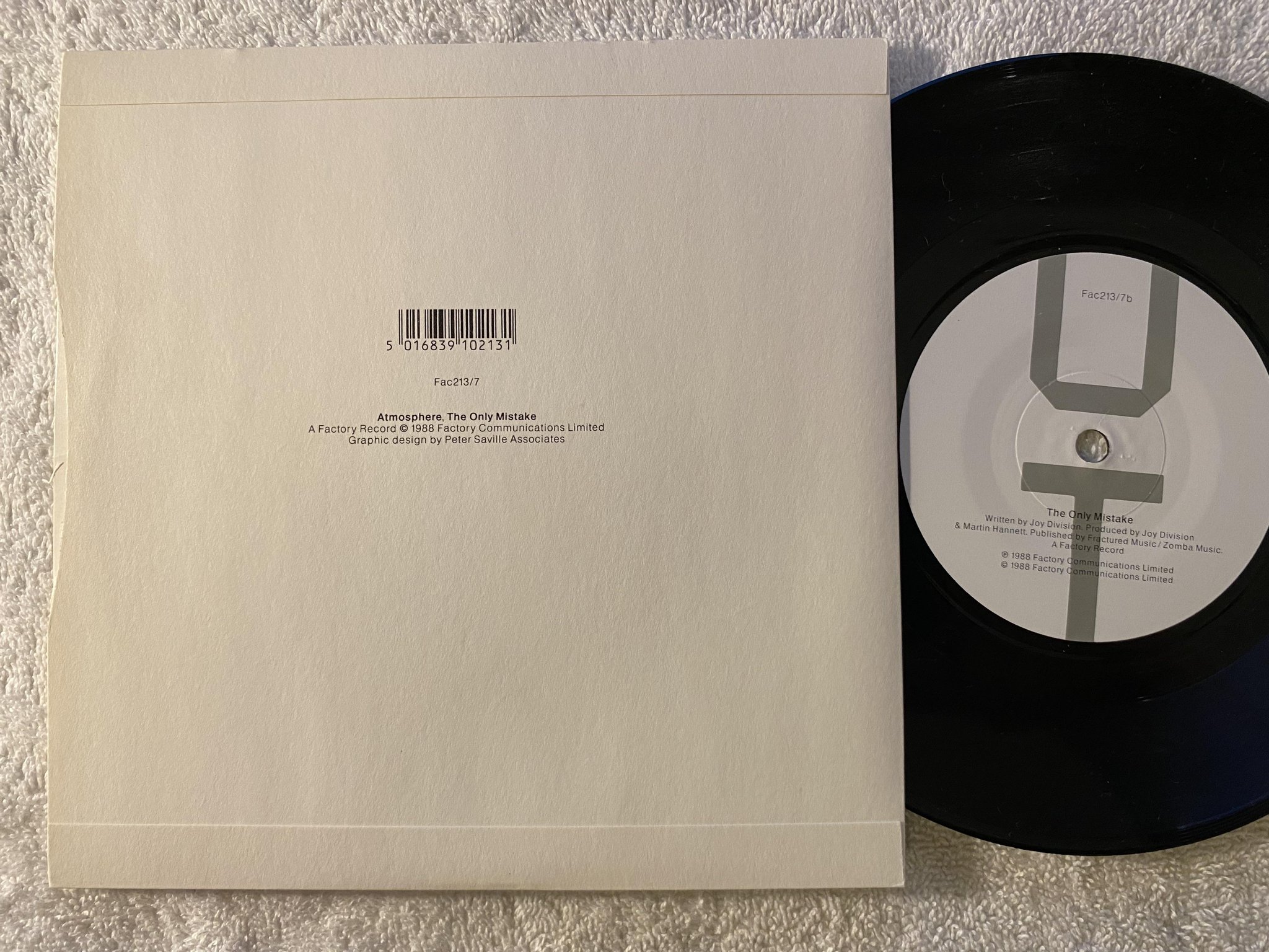 Omslagsbild för skivan JOY DIVISION atmosphere 7" -88 FACTORY Fac213/7