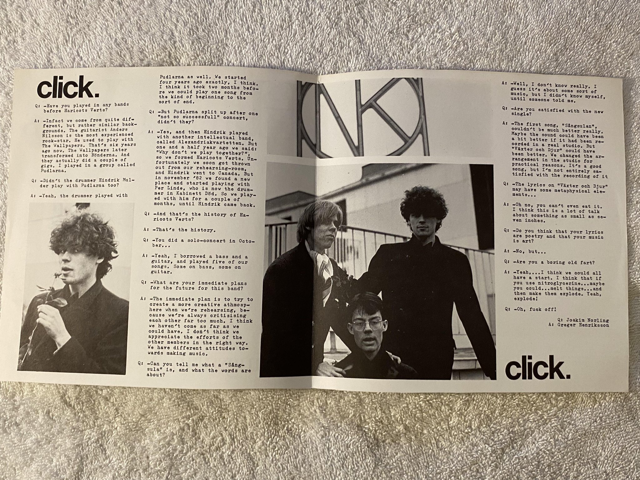 Omslagsbild för skivan HARICOTS VERTS sångsulan 7" -83 Swe ID 002