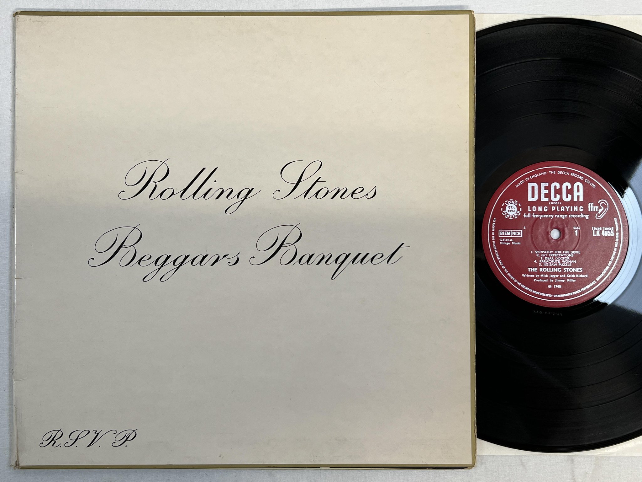 Omslagsbild för skivan ROLLING STONES beggars banquet LP -68 UK DECCA LK 4955 ** RARE MONO ISSUE **