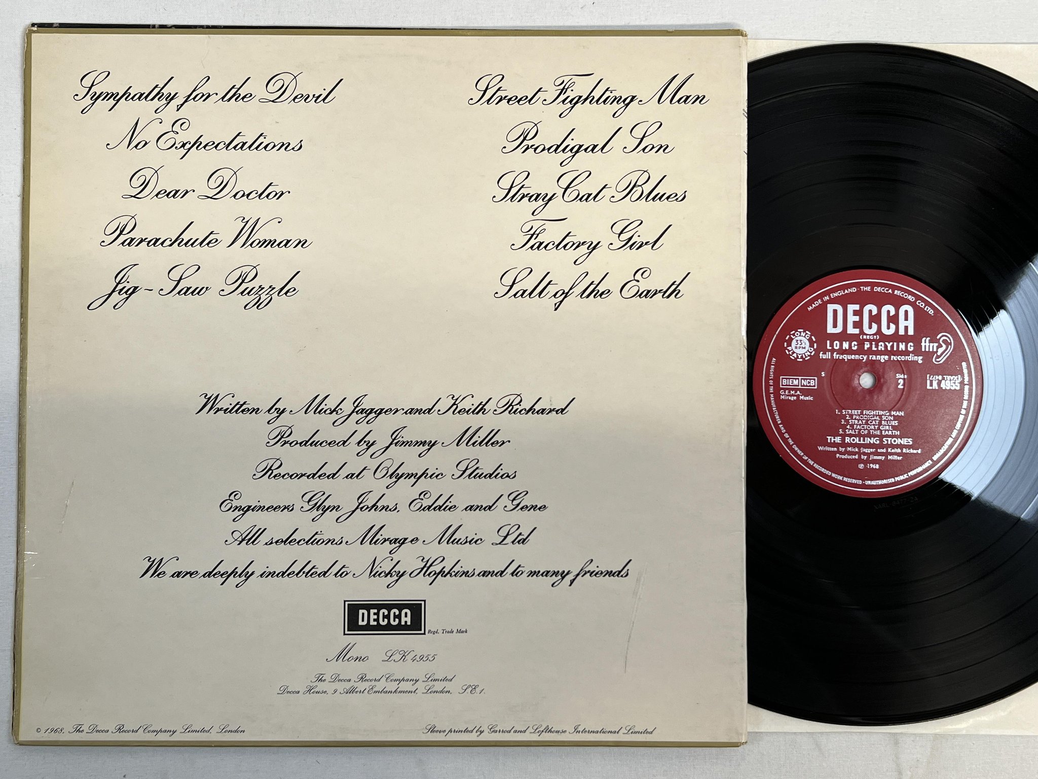 Omslagsbild för skivan ROLLING STONES beggars banquet LP -68 UK DECCA LK 4955 ** RARE MONO ISSUE **