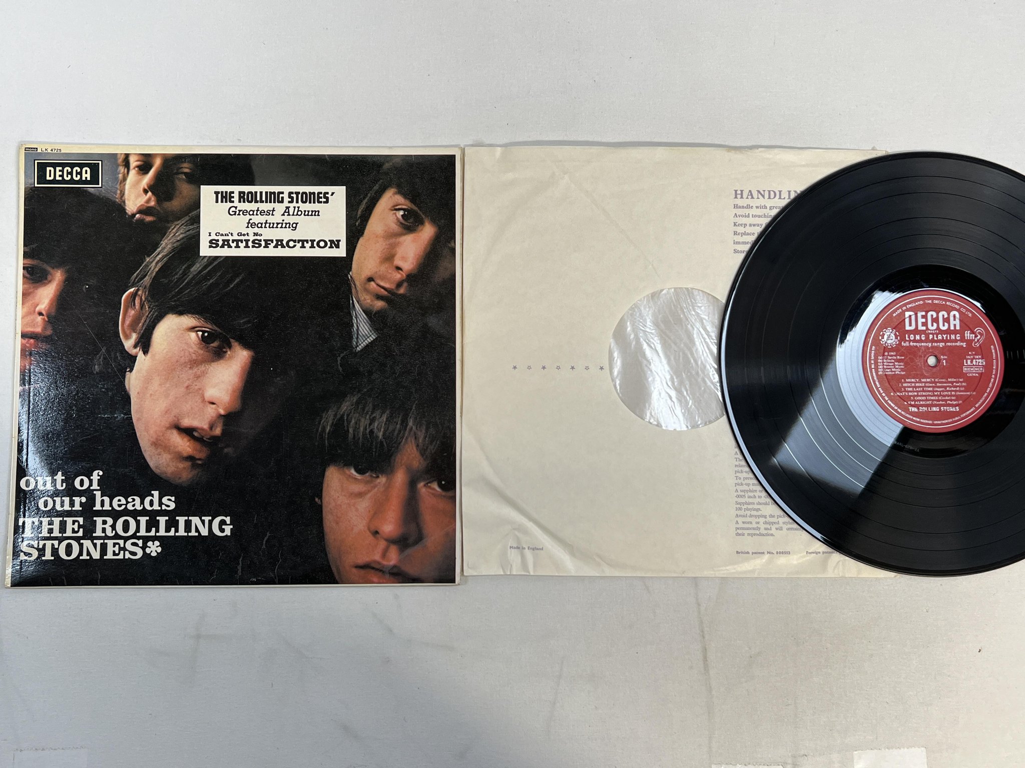Omslagsbild för skivan ROLLING STONES out of our heads LP UK DECCA mono LK 4725