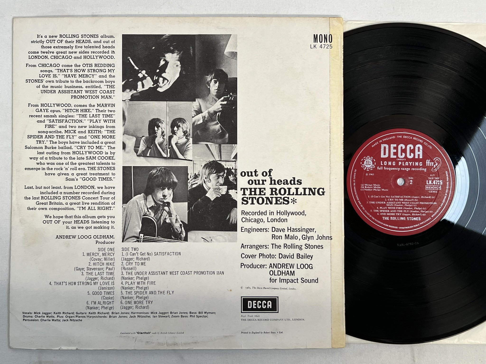 Omslagsbild för skivan ROLLING STONES out of our heads LP UK DECCA mono LK 4725