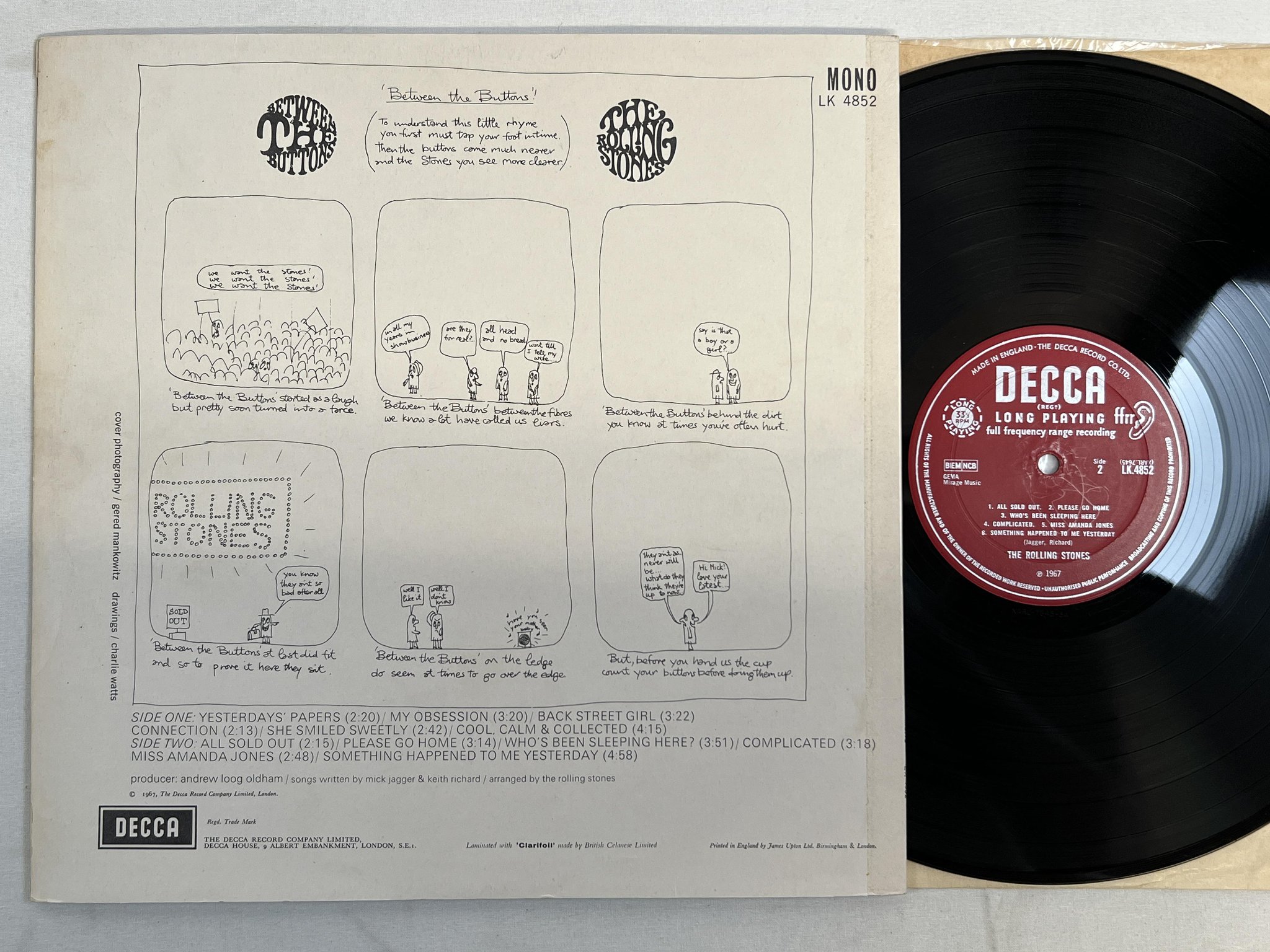 Omslagsbild för skivan ROLLING STONES between the buttons LP UK DECCA mono LK4852