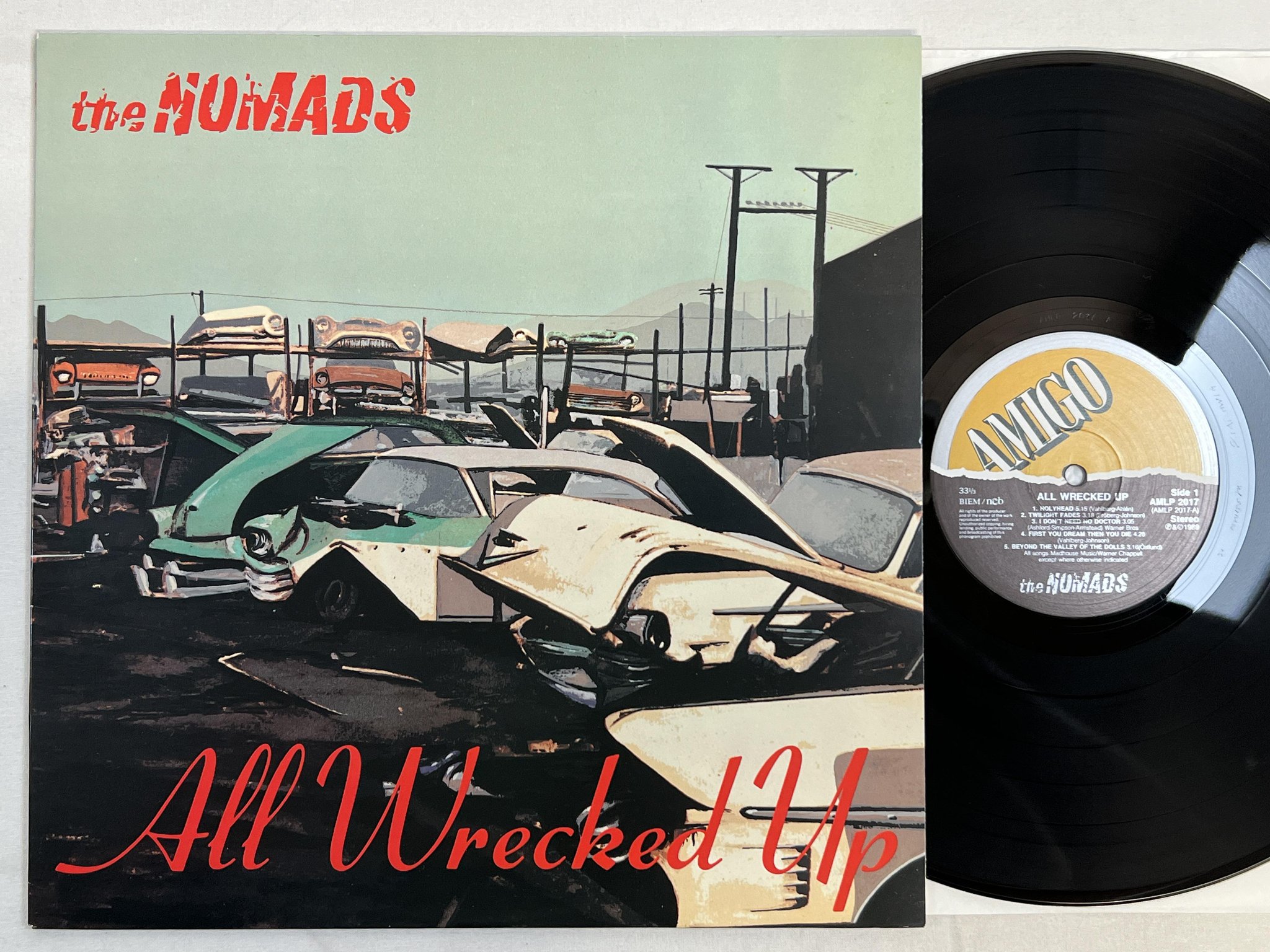 Omslagsbild för skivan THE NOMADS All Wrecked Up LP -89 Swe AMIGO AMLP 2017