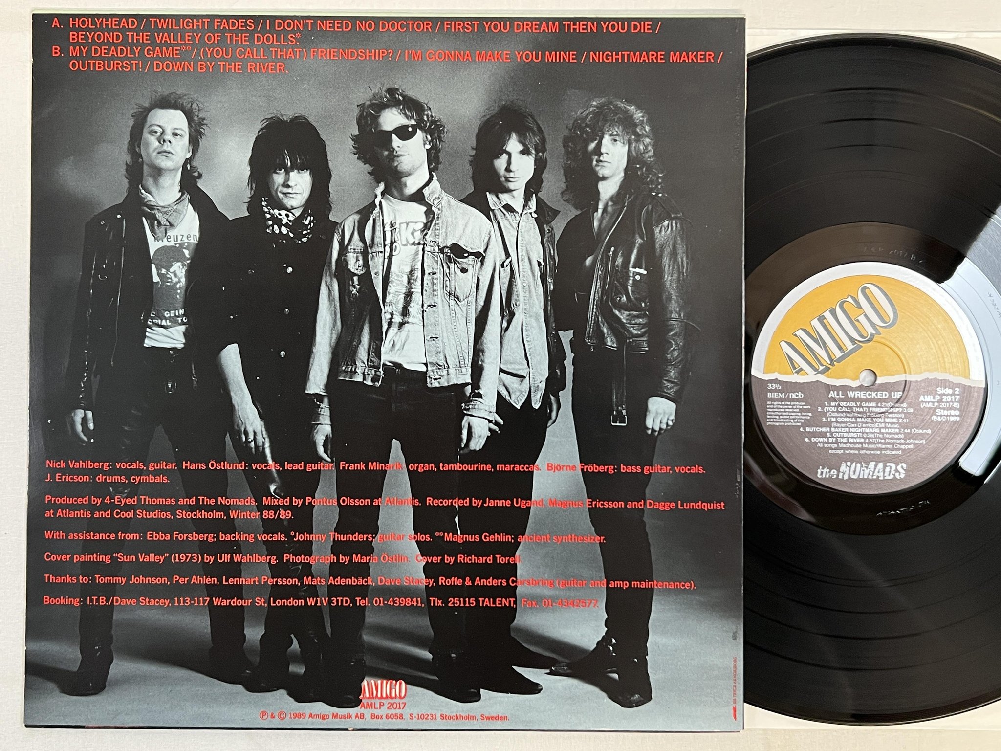 Omslagsbild för skivan THE NOMADS All Wrecked Up LP -89 Swe AMIGO AMLP 2017