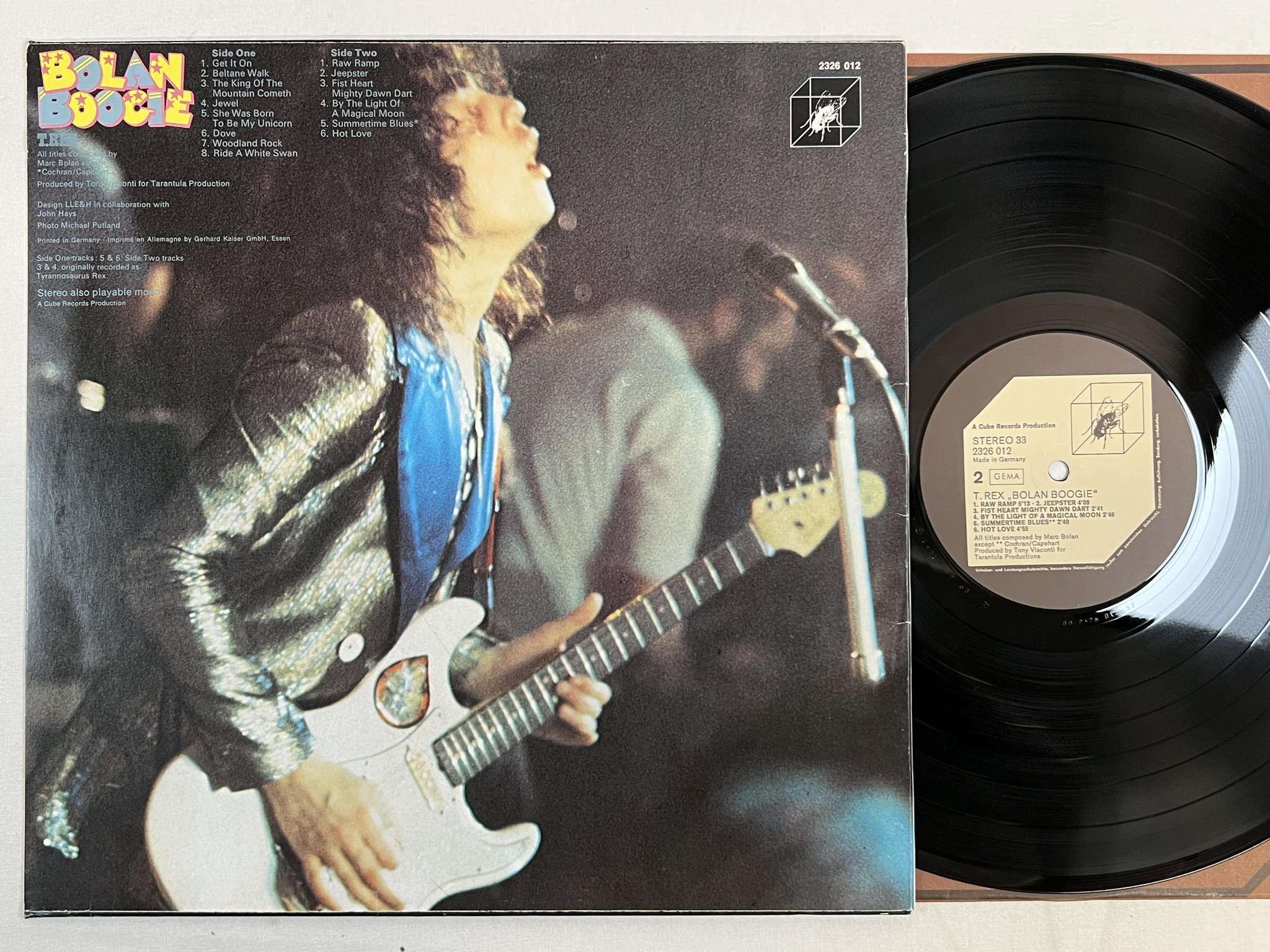 Omslagsbild för skivan T REX Bolan boogie LP Ger CUBE RECORDS 2326 012