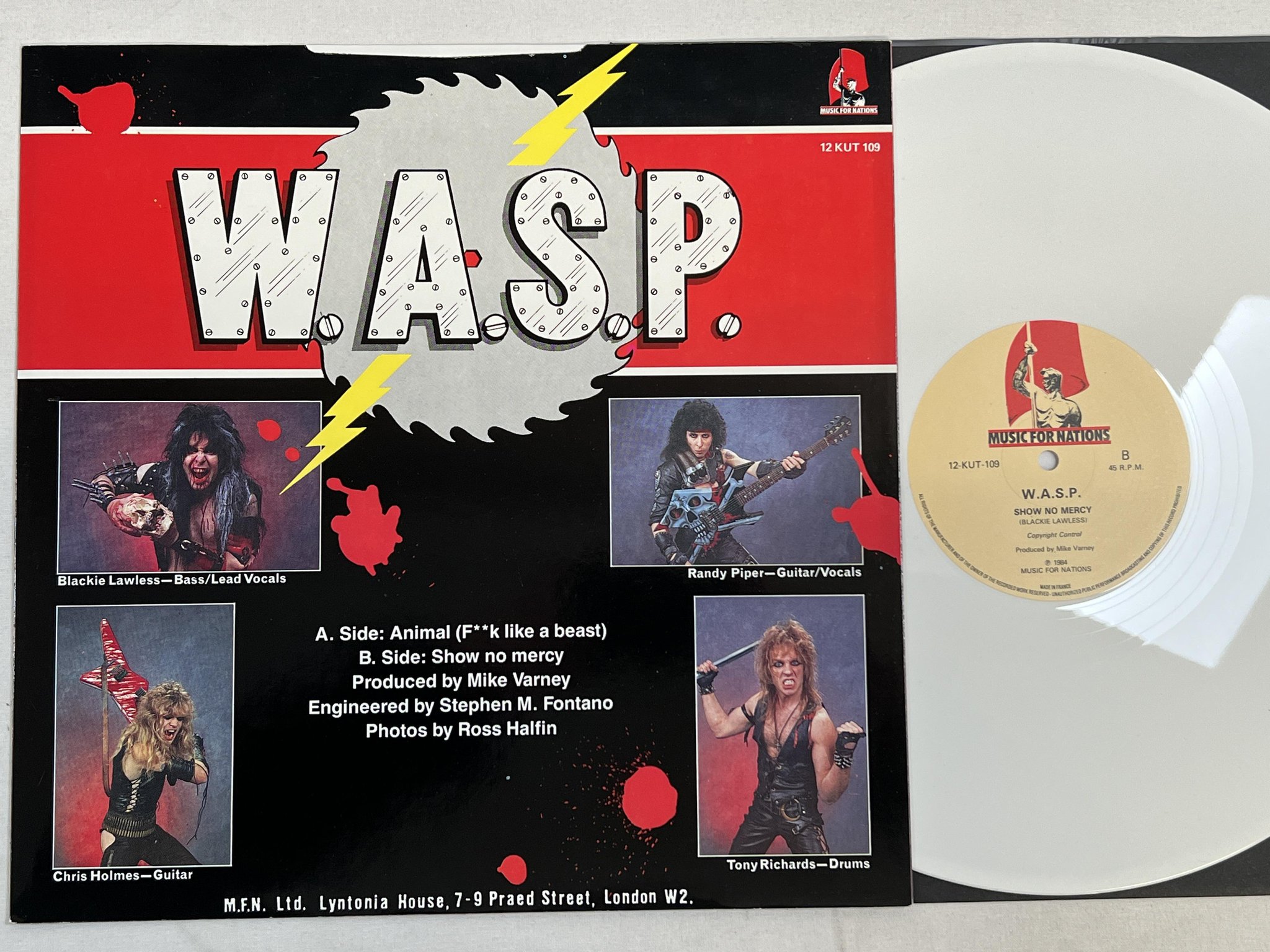 Omslagsbild för skivan W.A.S.P. animal 12"single -84 MUSIC FOR NATIONS 12-KUT-109 ** WHITE VINYL **