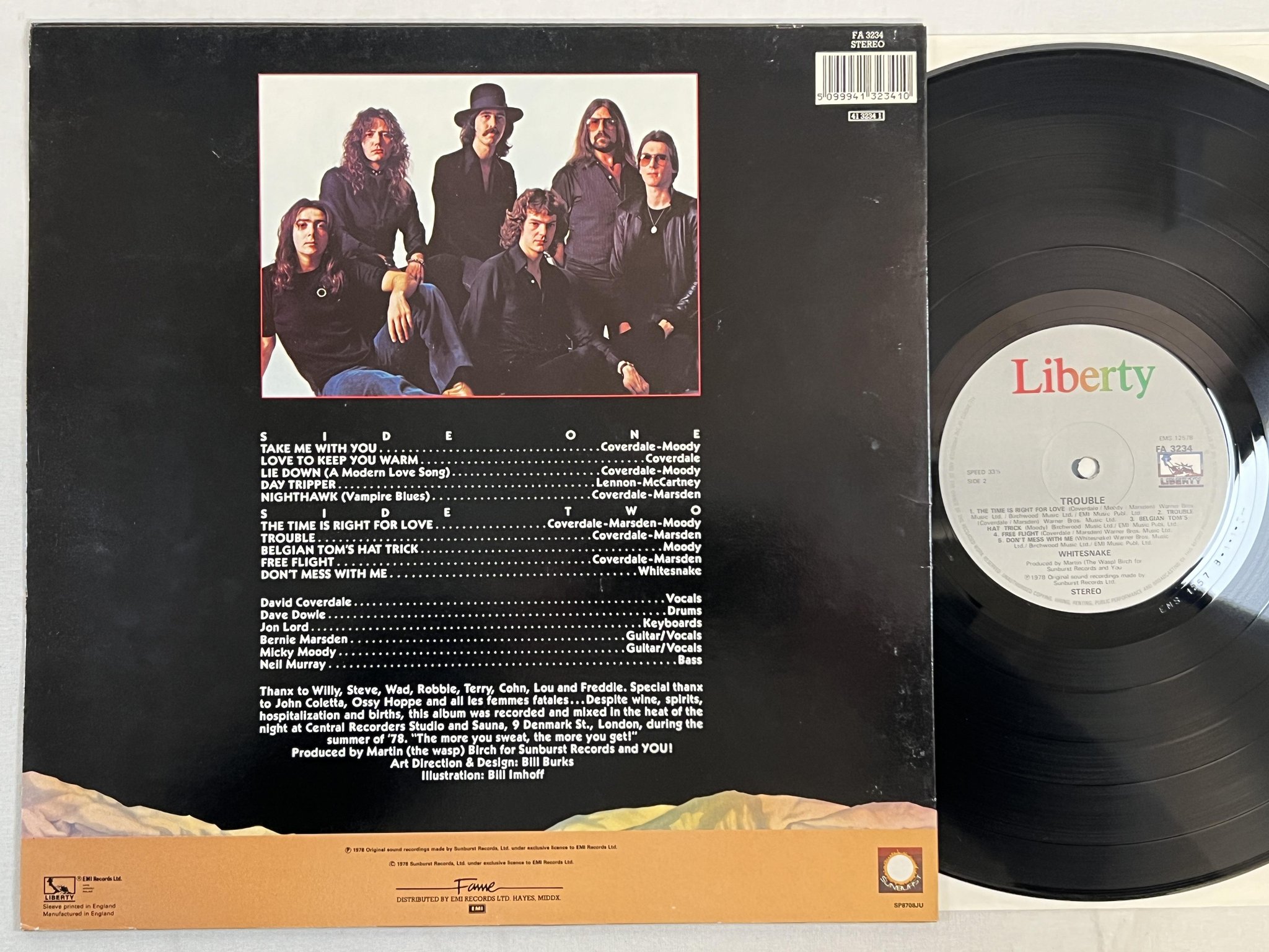 Omslagsbild för skivan WHITESNAKE trouble LP -78 UK LIBERTY FA 3234