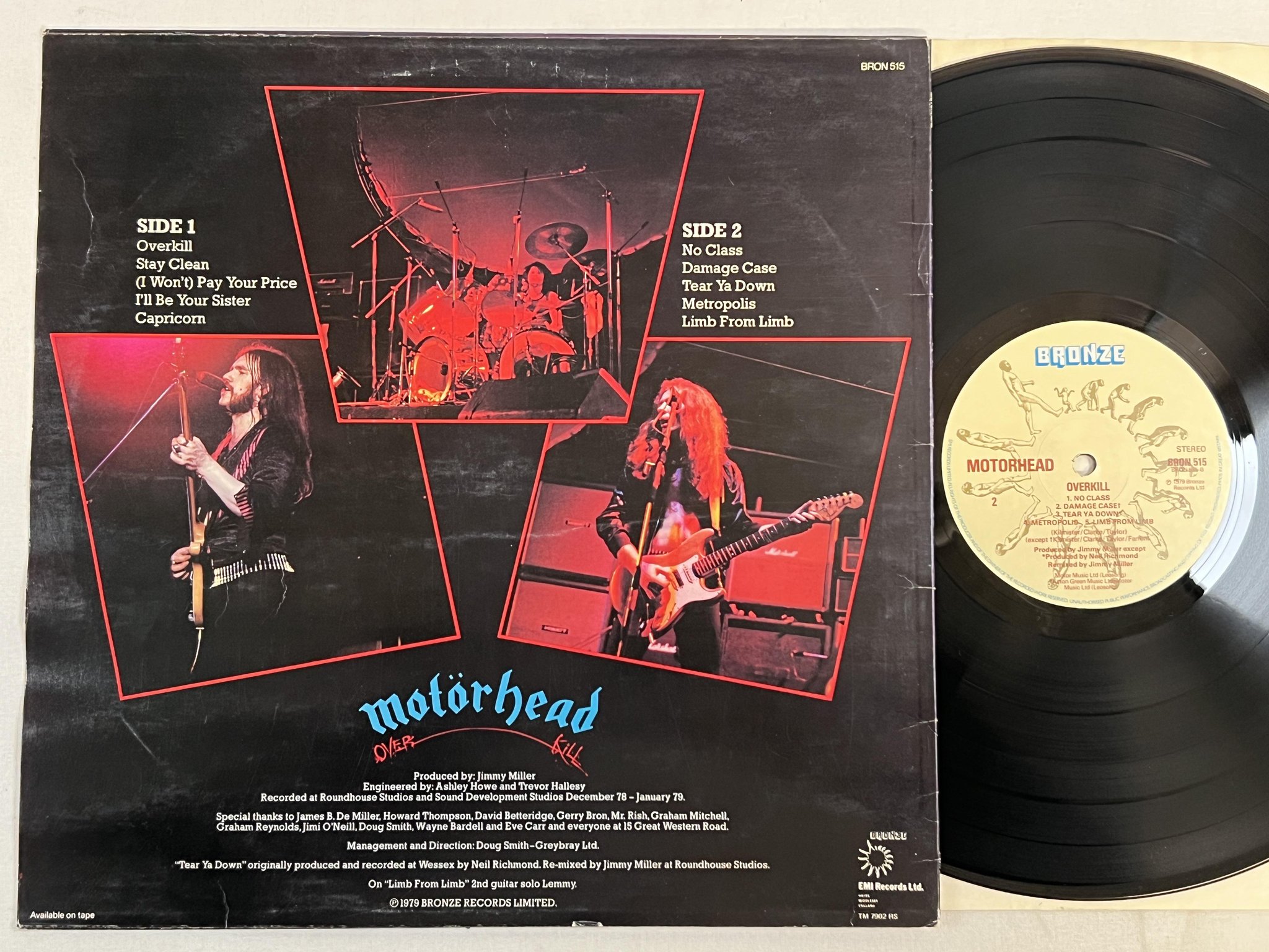 Omslagsbild för skivan MOTORHEAD overkill LP -79 UK BRONZE BRON 515