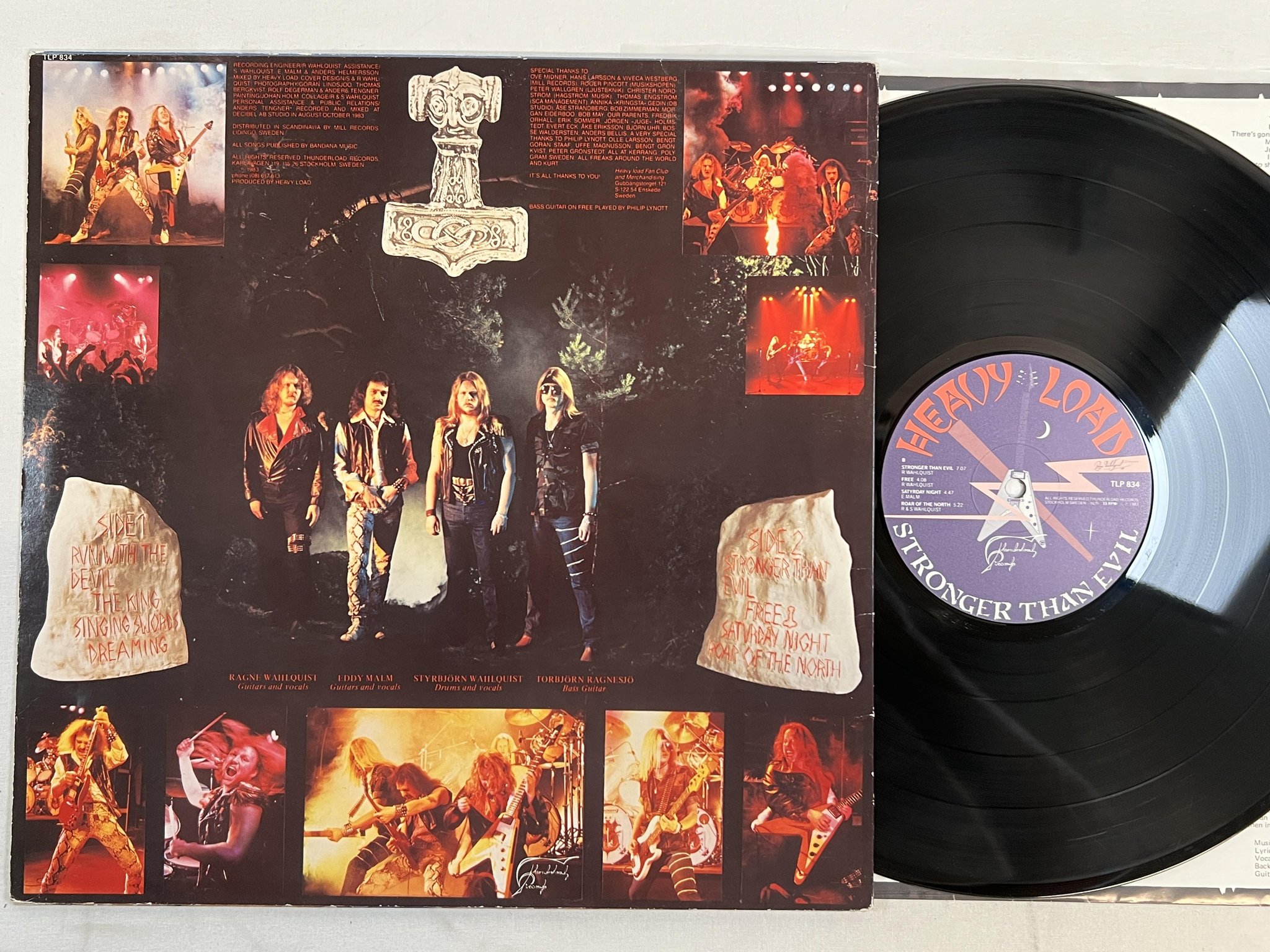 Omslagsbild för skivan HEAVY LOAD stronger than evil LP -83 Swe THUNDERLOAD TLP 834 ** RARE **