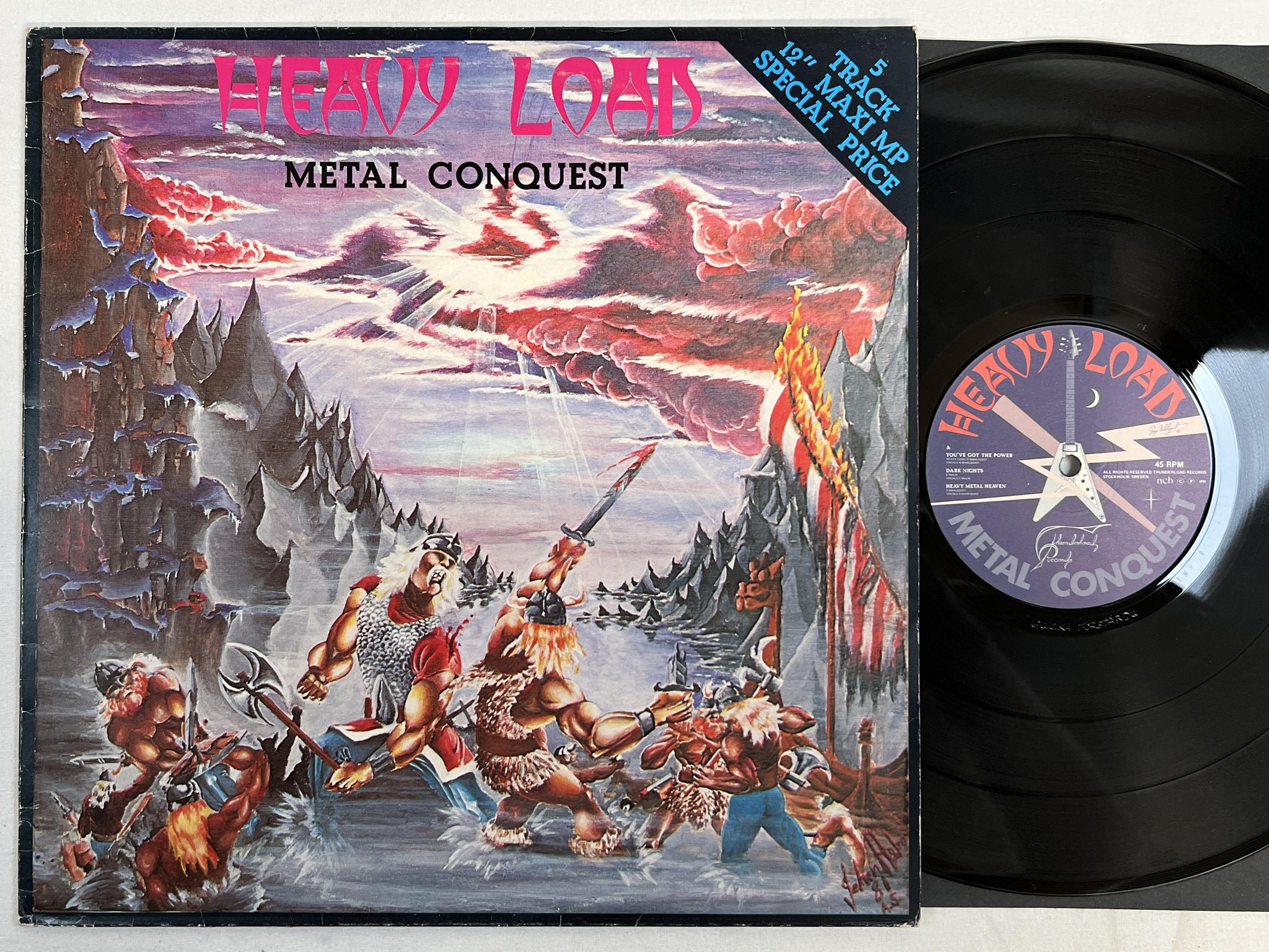 Omslagsbild för skivan HEAVY LOAD metal conquest 12"ep -81 Swe THUNDERLOAD TMP 811 ** POSTER **