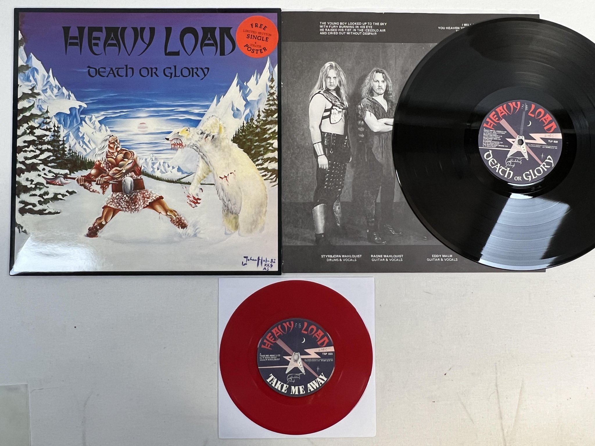 Omslagsbild för skivan HEAVY LOAD death or glory LP + 7"single -82 Swe THUNDERLOAD TLP 822 ** POSTER **