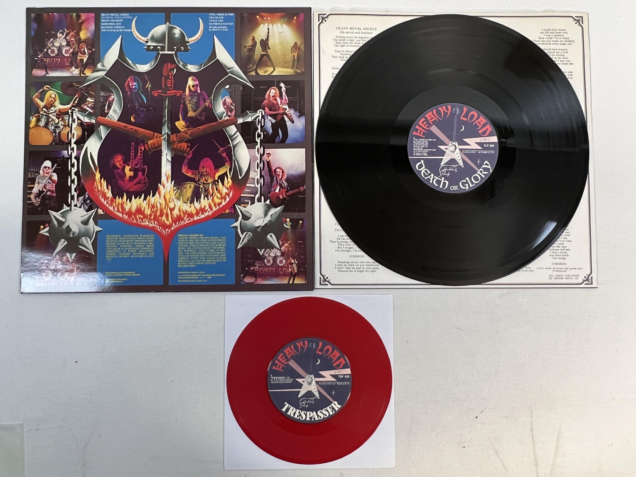 Omslagsbild för skivan HEAVY LOAD death or glory LP + 7"single -82 Swe THUNDERLOAD TLP 822 ** POSTER **