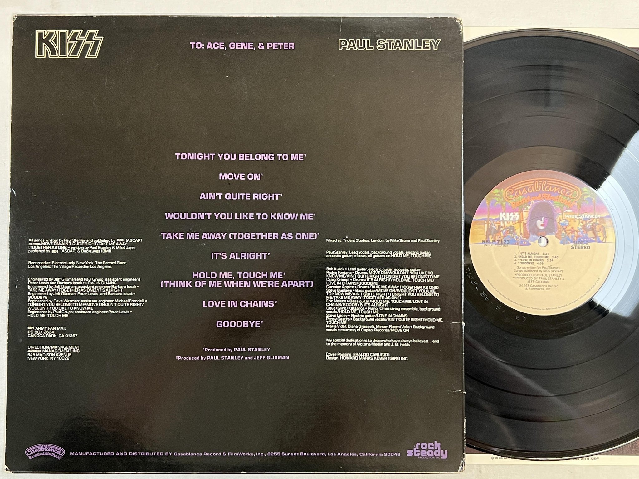 Omslagsbild för skivan PAUL STANLEY (KISS) LP -78 US CASABLANCA NBLP 7123 ( w/ POSTER )