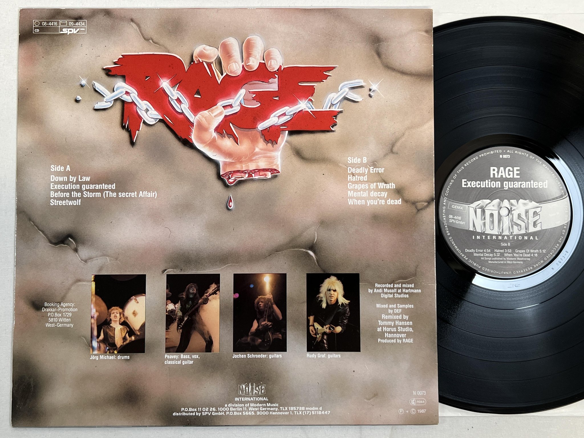 Omslagsbild för skivan RAGE execution guaranteed LP -87 Ger NOISE INTERNATIONAL N 0073