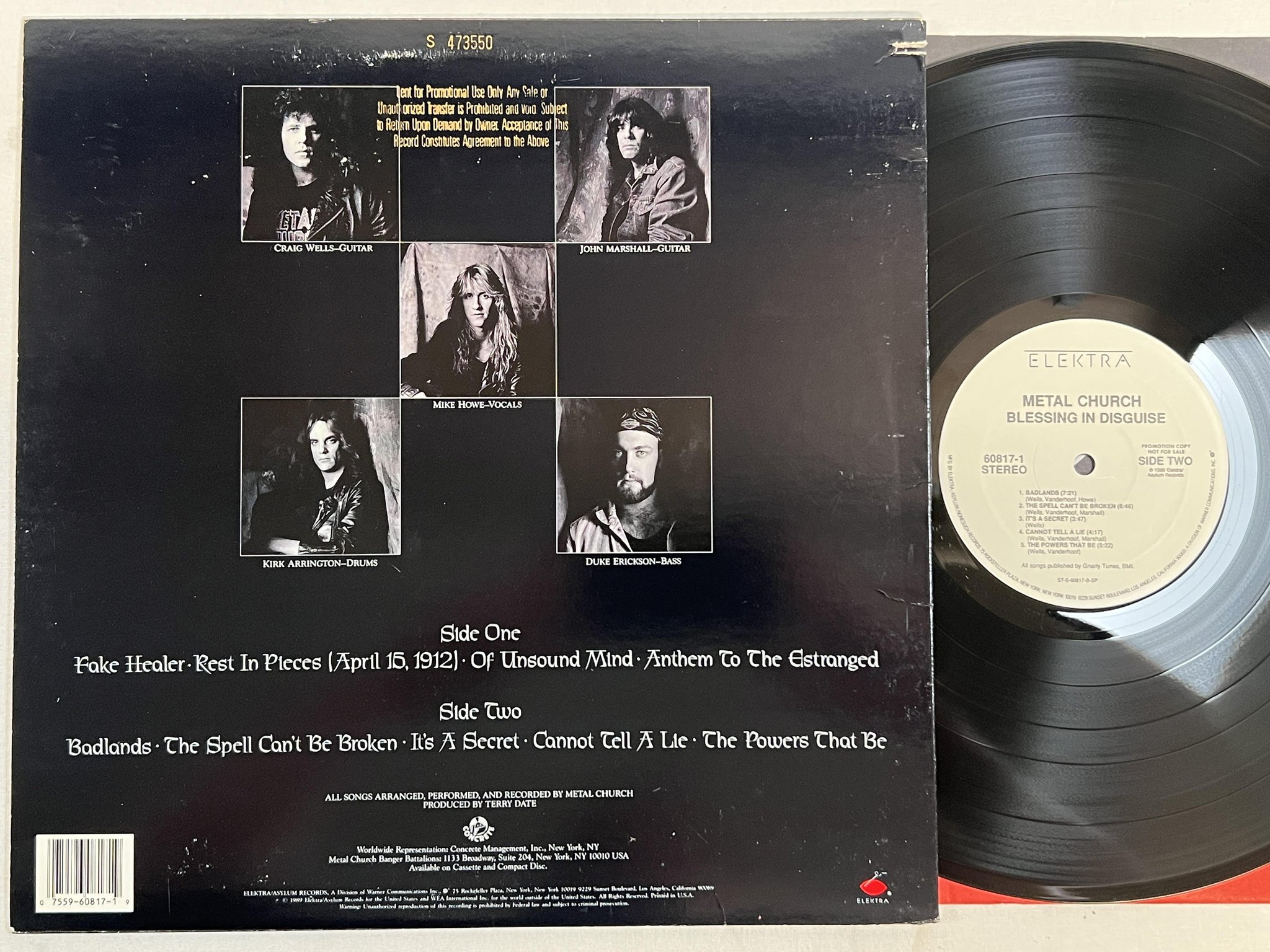 Omslagsbild för skivan METAL CHURCH blessing in disguise LP -89 US ELEKTRA 60817-1 ** PROMO COPY **