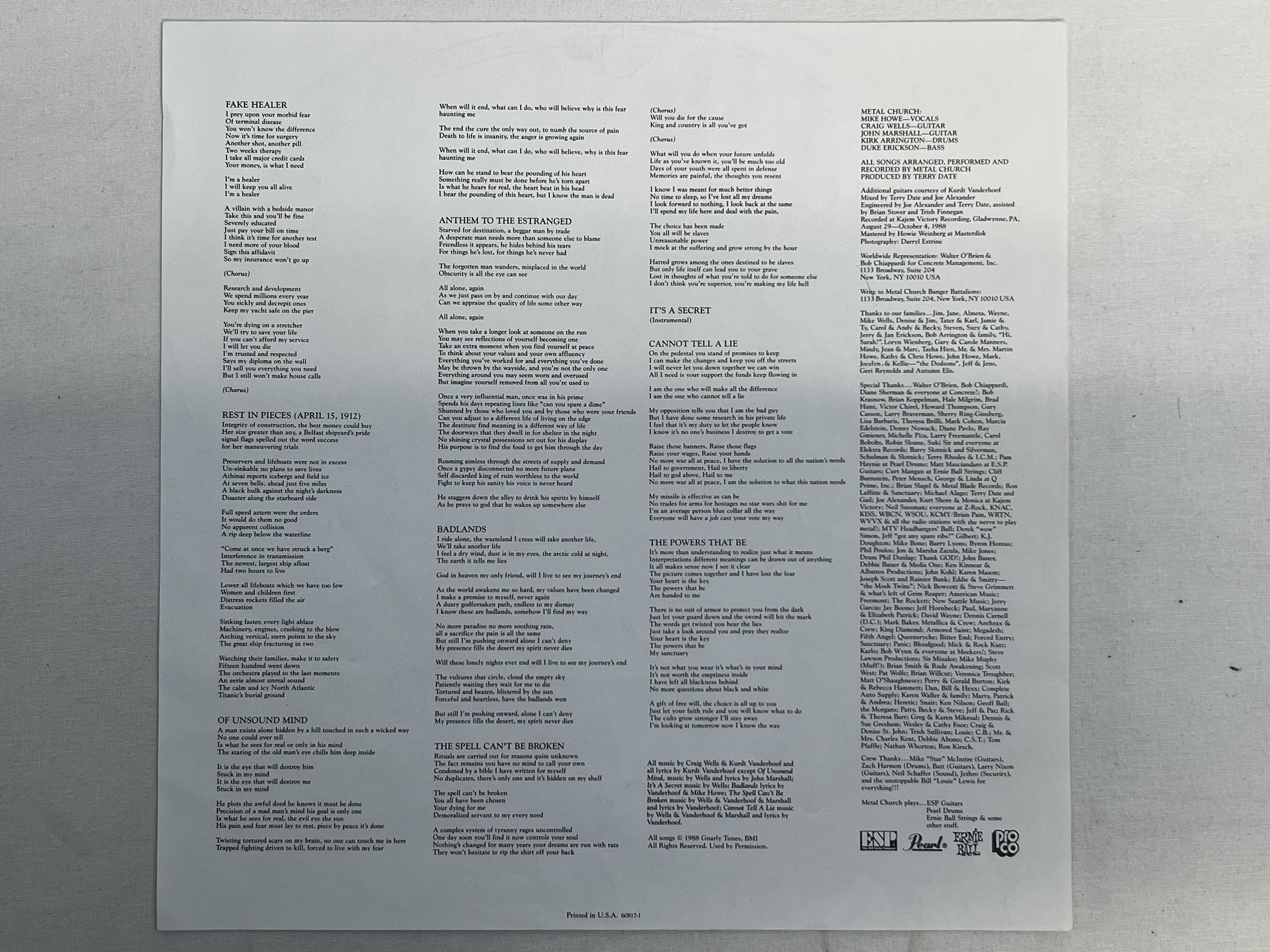 Omslagsbild för skivan METAL CHURCH blessing in disguise LP -89 US ELEKTRA 60817-1 ** PROMO COPY **