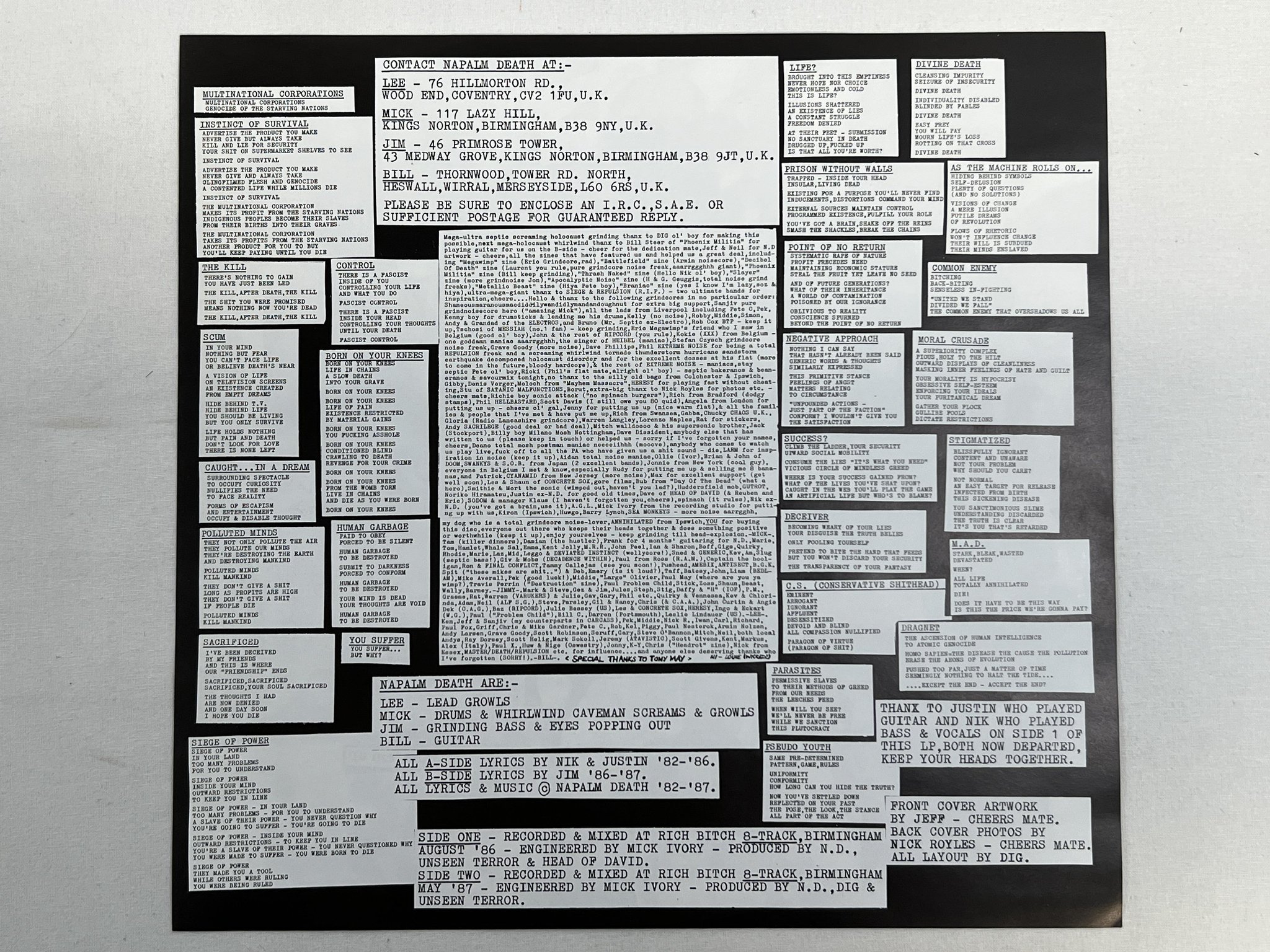 Omslagsbild för skivan NAPALM DEATH Scum LP -87 UK EARACHE MOSH 3 ** ORANGE COVER **